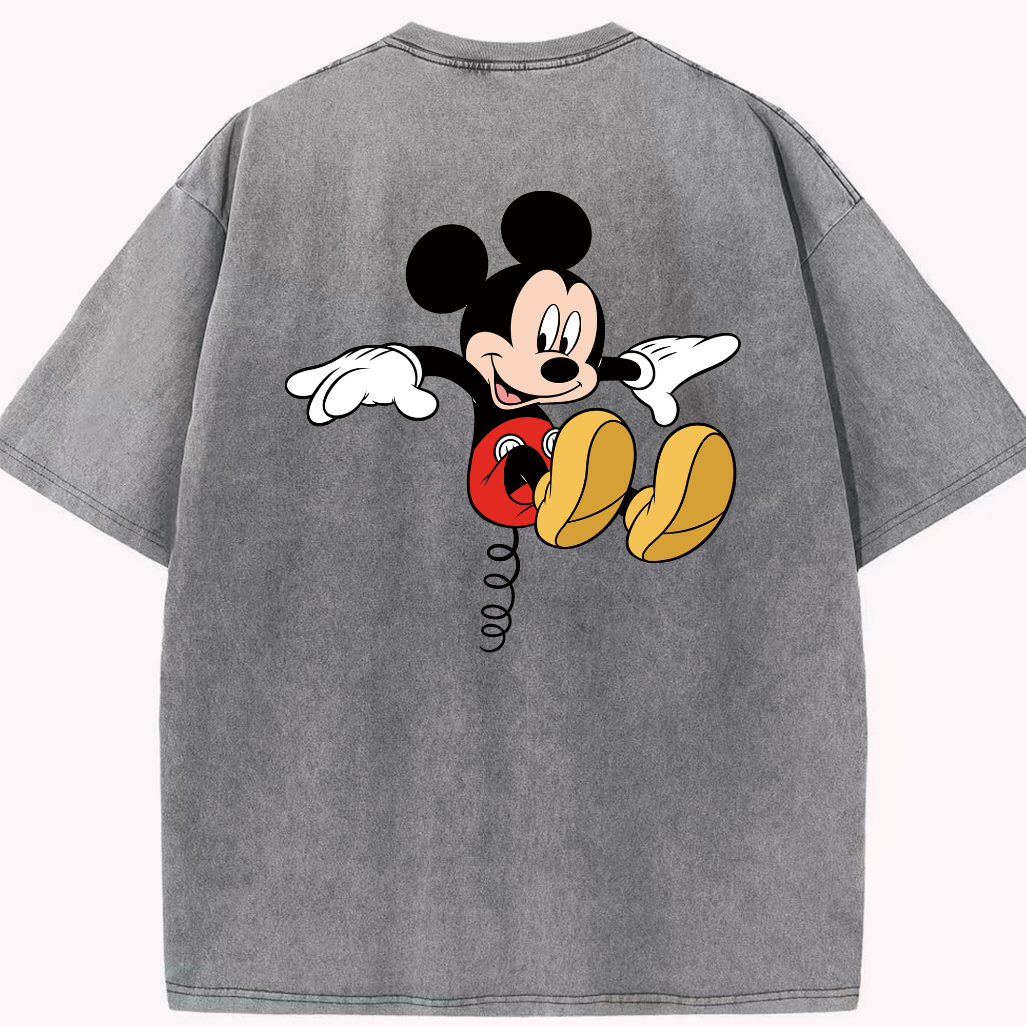 （画像用） ミッキーマウス Mickey Mouse 綿100% ヴィンテージ風 半袖Tシャツ（背面プリント）