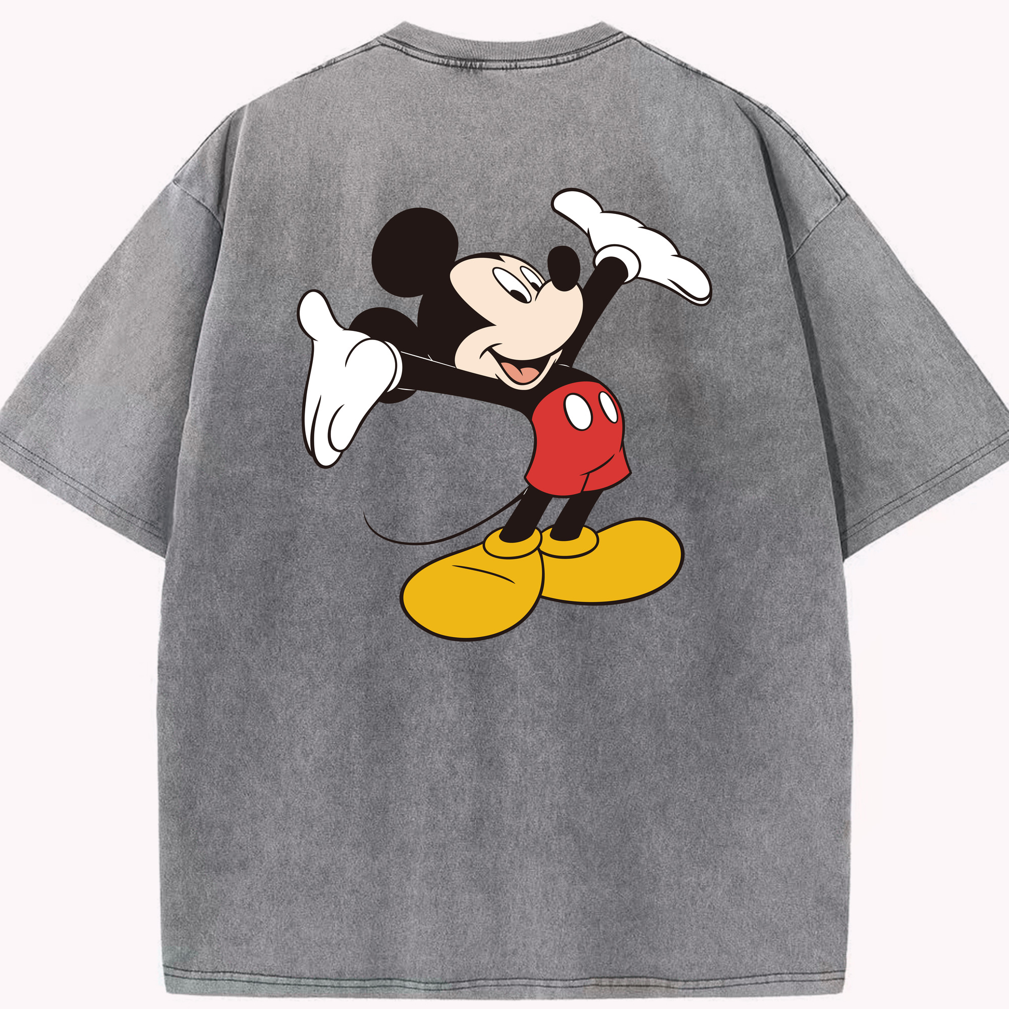 （画像用） ミッキーマウス Mickey Mouse 綿100% ヴィンテージ風 半袖Tシャツ（背面プリント）
