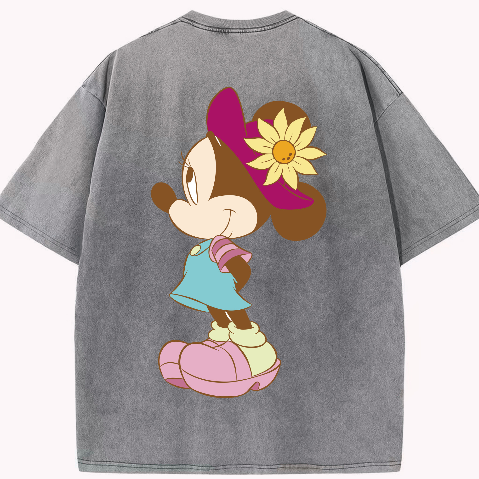（画像用） ミッキーマウス Mickey Mouse 綿100% ヴィンテージ風 半袖Tシャツ（背面プリント）