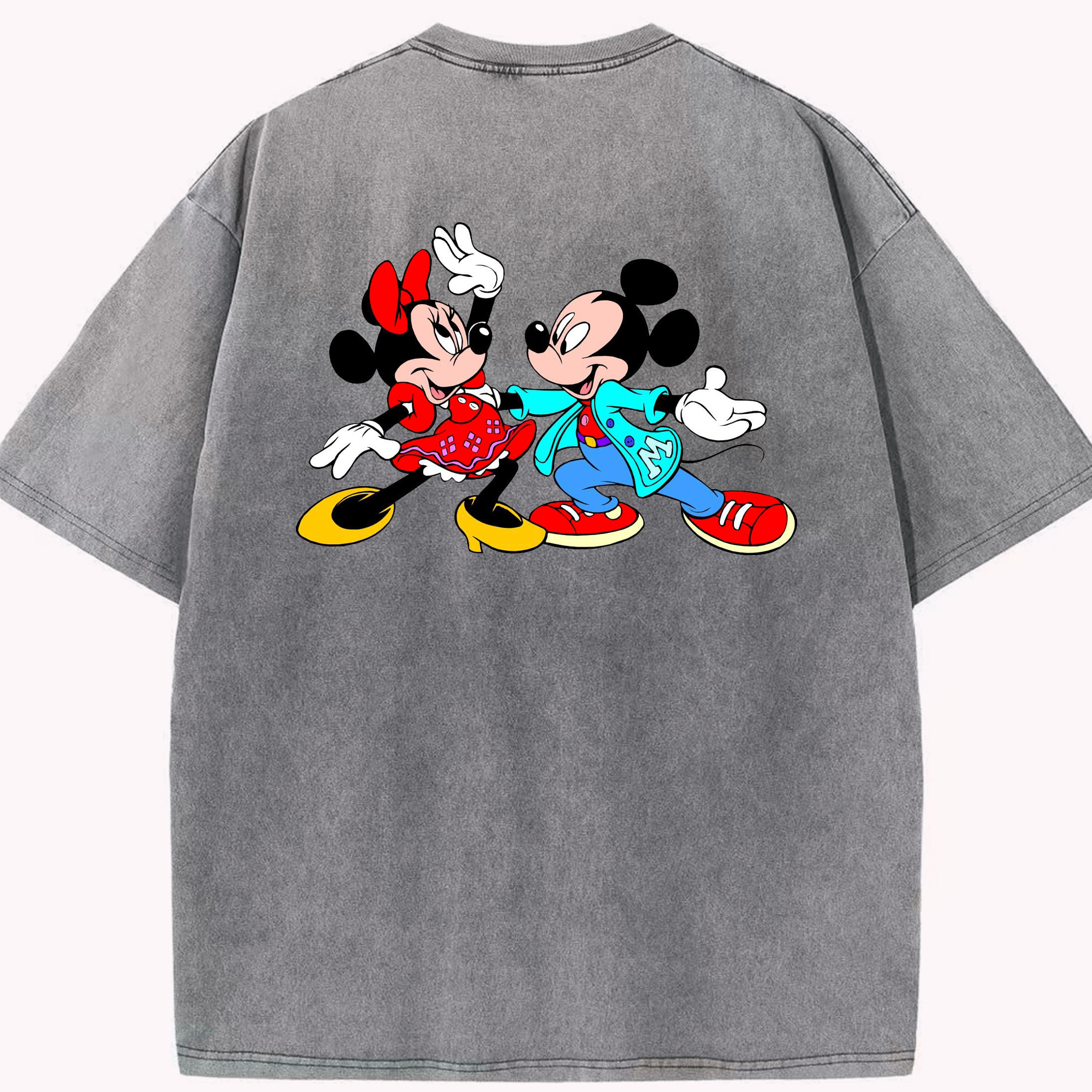 （画像用） ミッキーマウス Mickey Mouse 綿100% ヴィンテージ風 半袖Tシャツ（背面プリント）