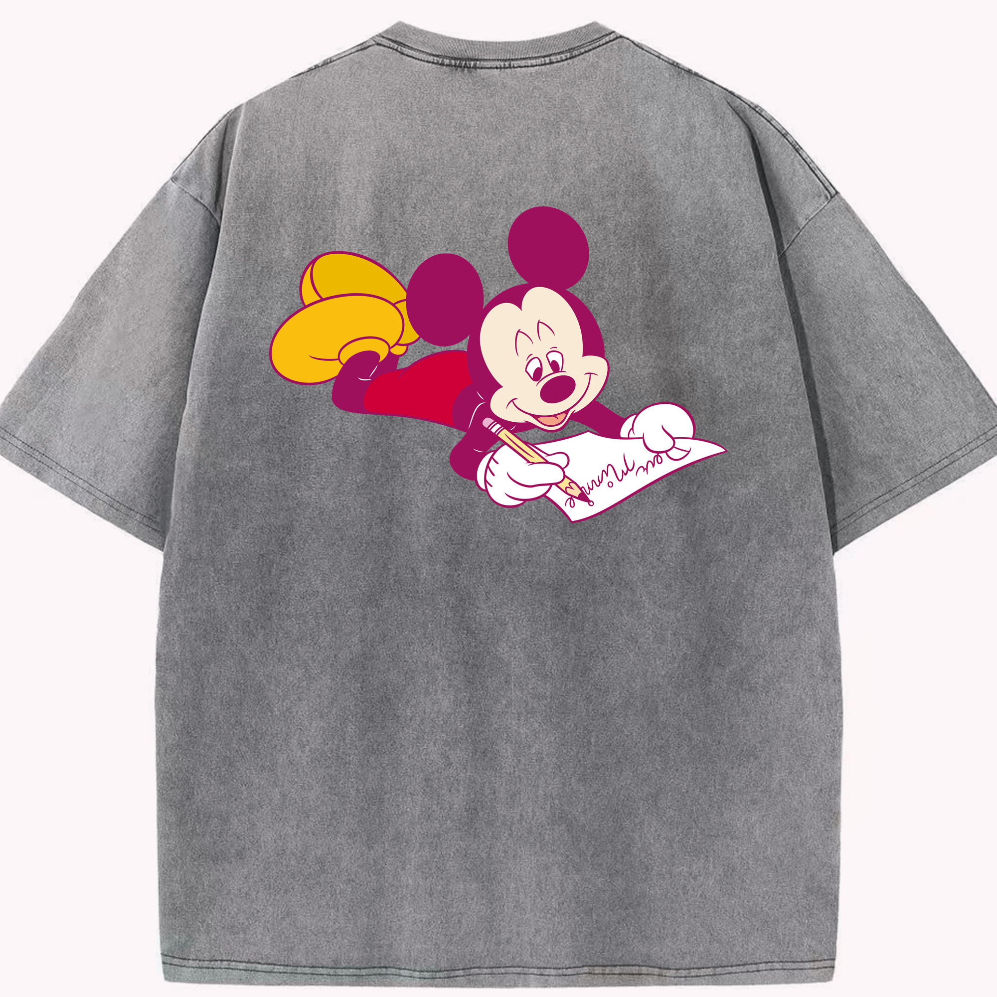 （画像用） ミッキーマウス Mickey Mouse 綿100% ヴィンテージ風 半袖Tシャツ（背面プリント）