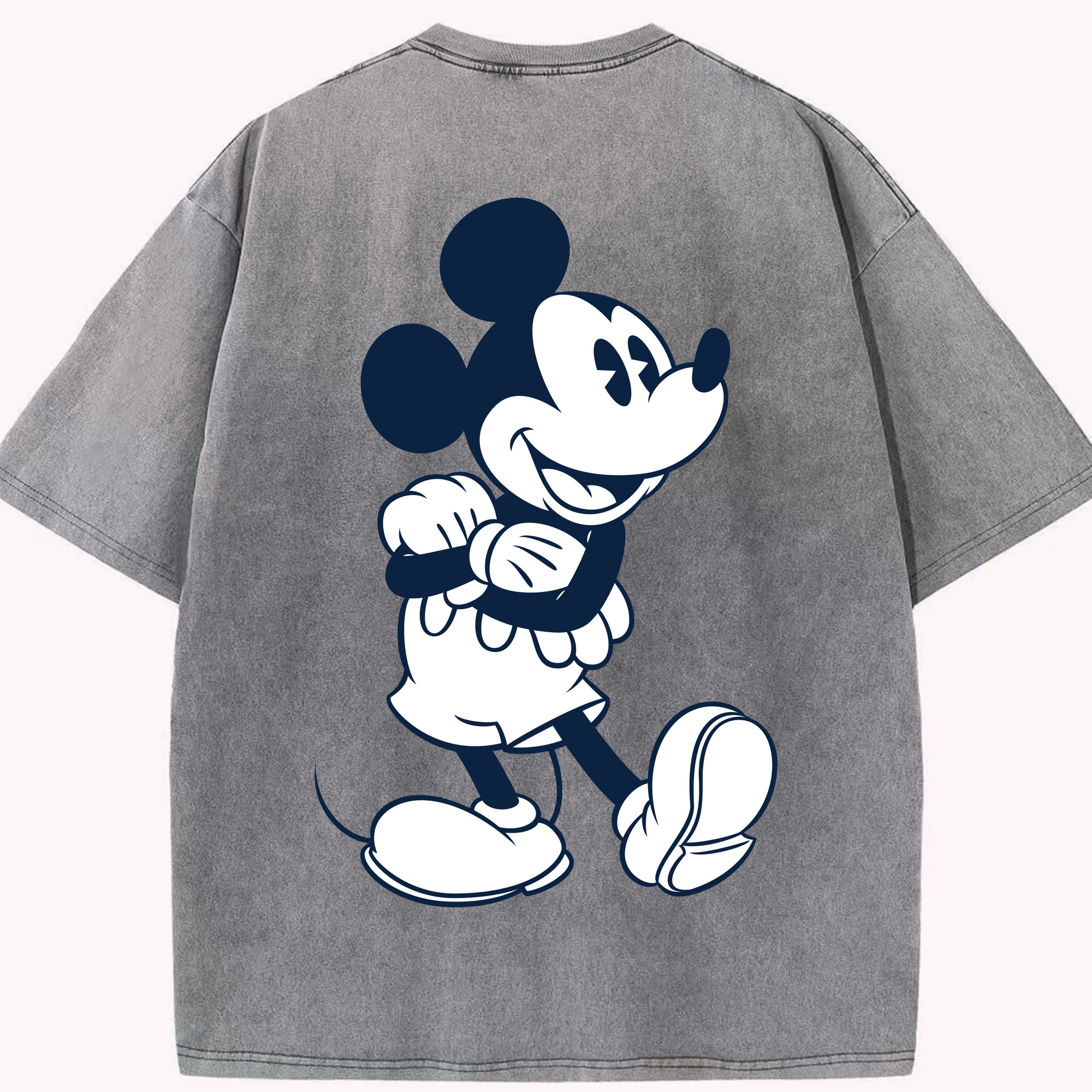 （画像用） ミッキーマウス Mickey Mouse 綿100% ヴィンテージ風 半袖Tシャツ（背面プリント）