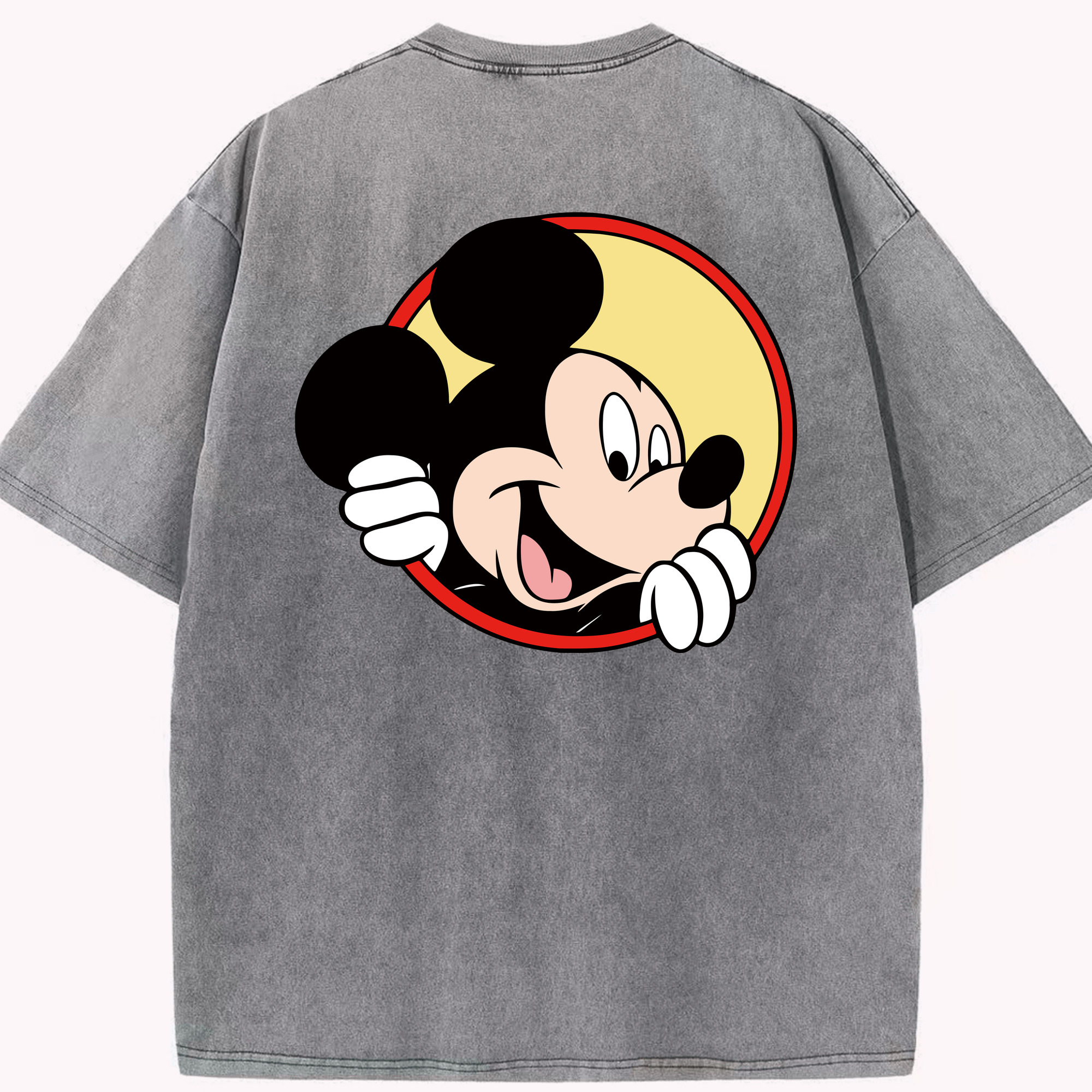 （画像用） ミッキーマウス Mickey Mouse 綿100% ヴィンテージ風 半袖Tシャツ（背面プリント）