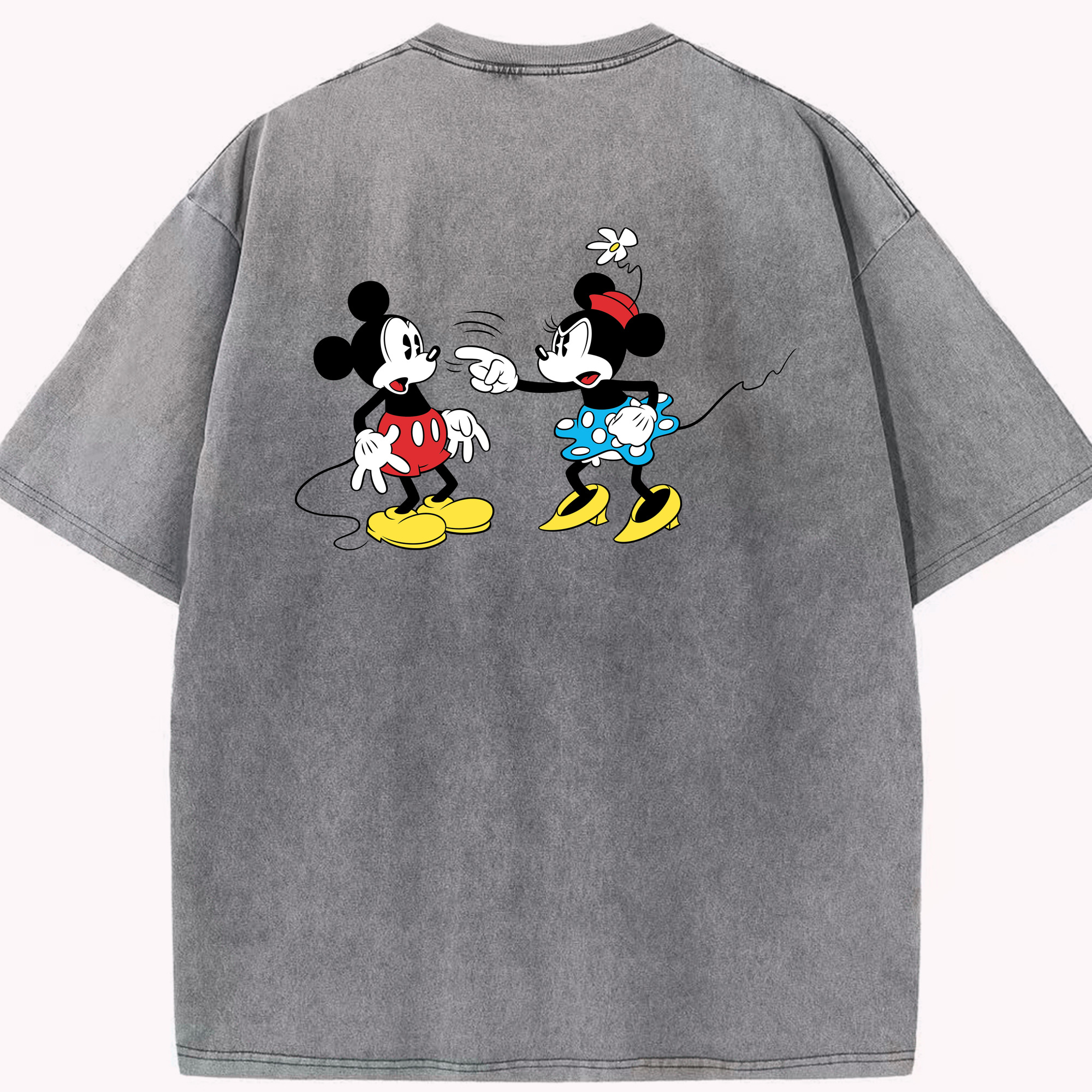 （画像用） ミッキーマウス Mickey Mouse 綿100% ヴィンテージ風 半袖Tシャツ（背面プリント）
