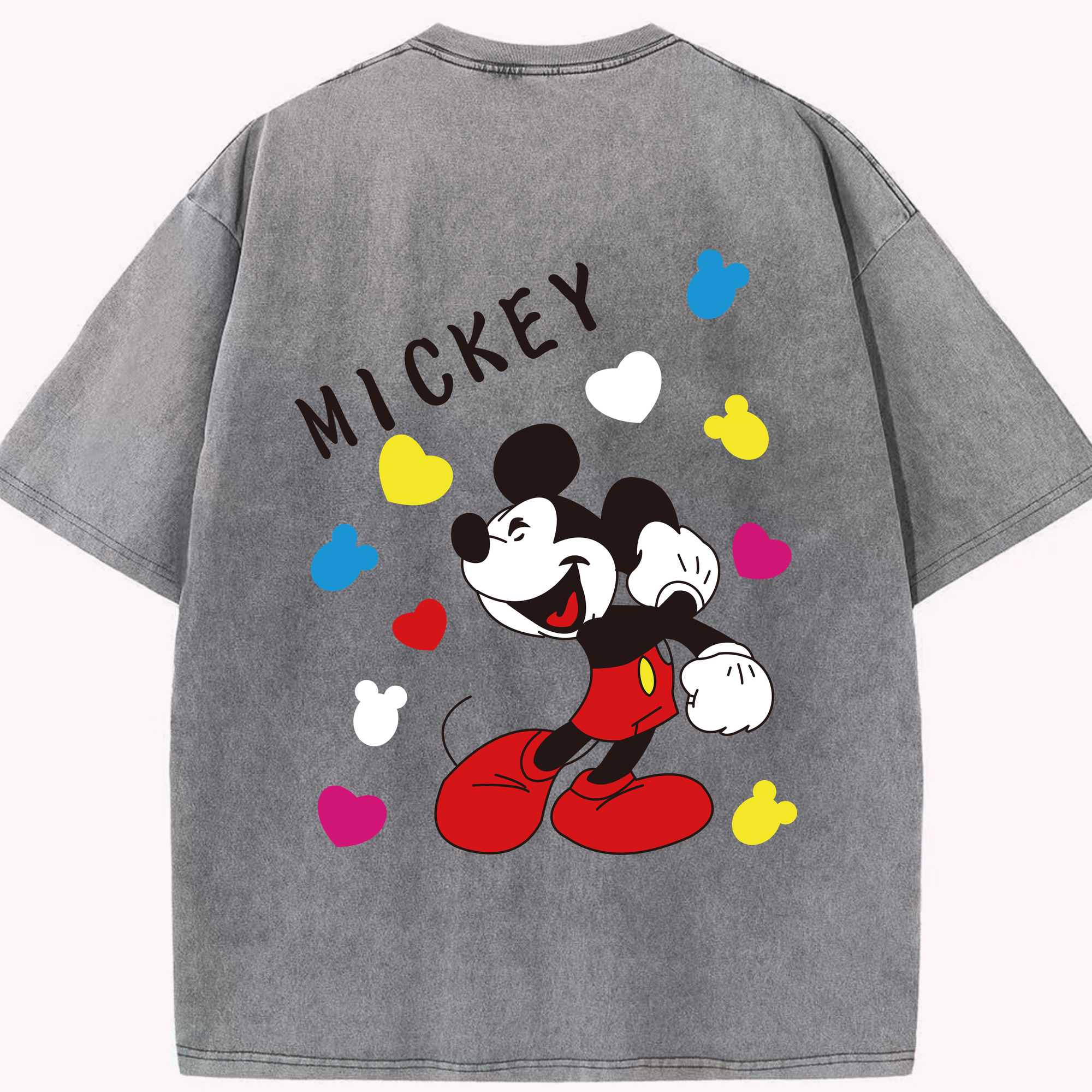 （画像用） ミッキーマウス Mickey Mouse 綿100% ヴィンテージ風 半袖Tシャツ（背面プリント）