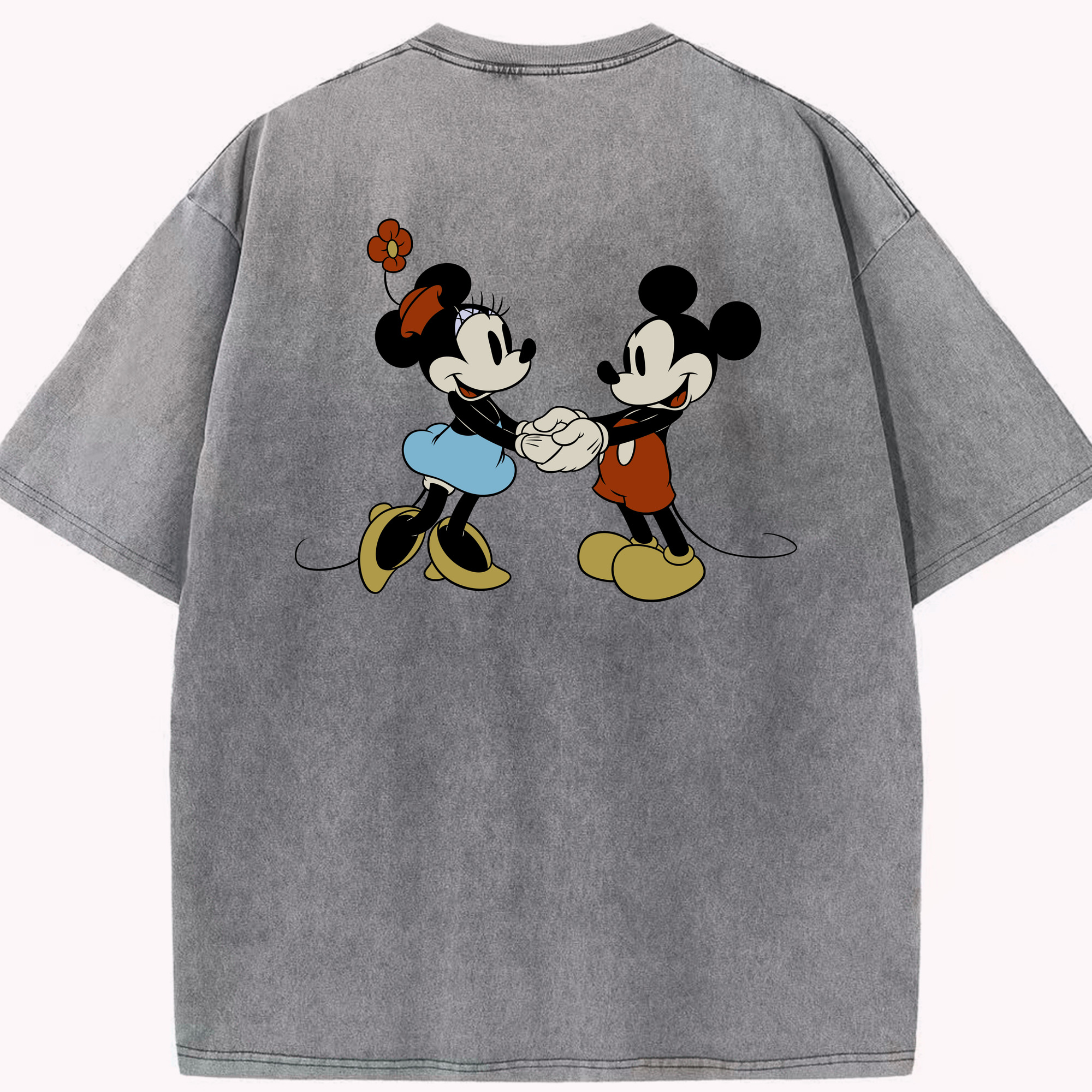 （画像用） ミッキーマウス Mickey Mouse 綿100% ヴィンテージ風 半袖Tシャツ（背面プリント）