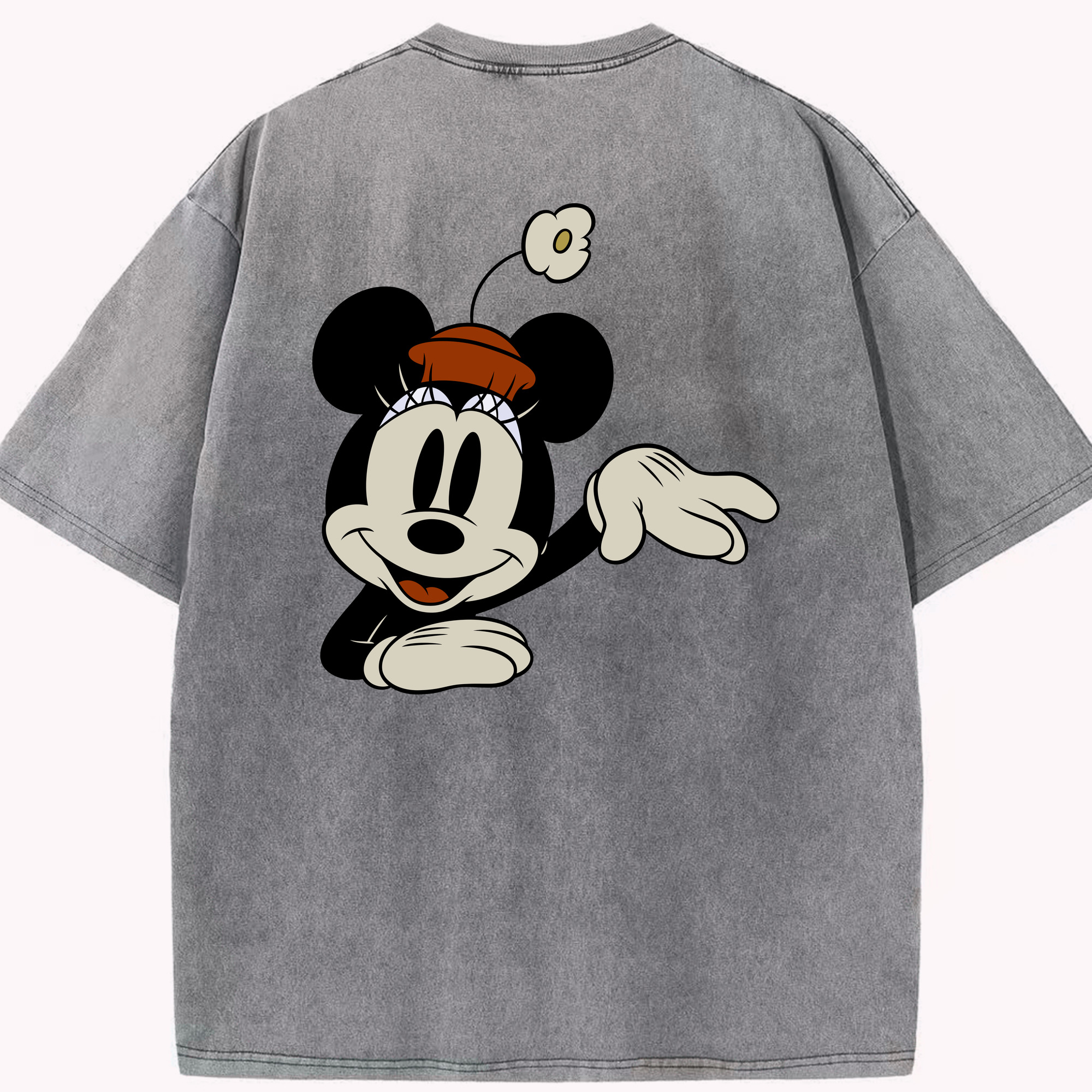 （画像用） ミッキーマウス Mickey Mouse 綿100% ヴィンテージ風 半袖Tシャツ（背面プリント）