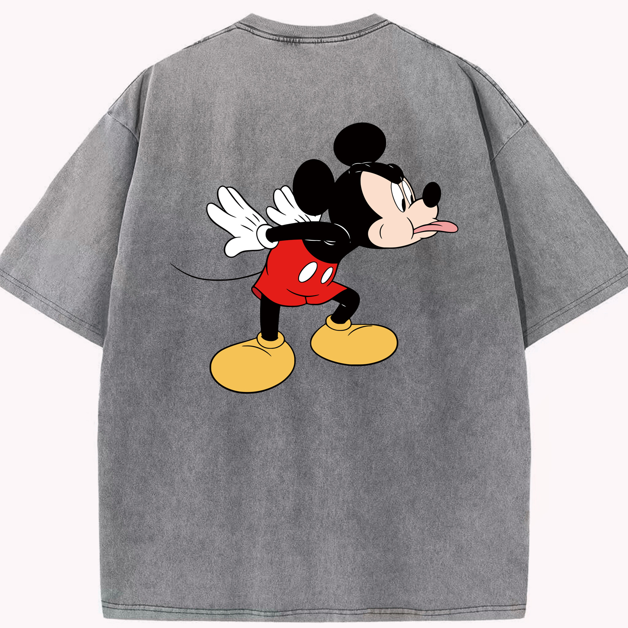 （画像用） ミッキーマウス Mickey Mouse 綿100% ヴィンテージ風 半袖Tシャツ（背面プリント）