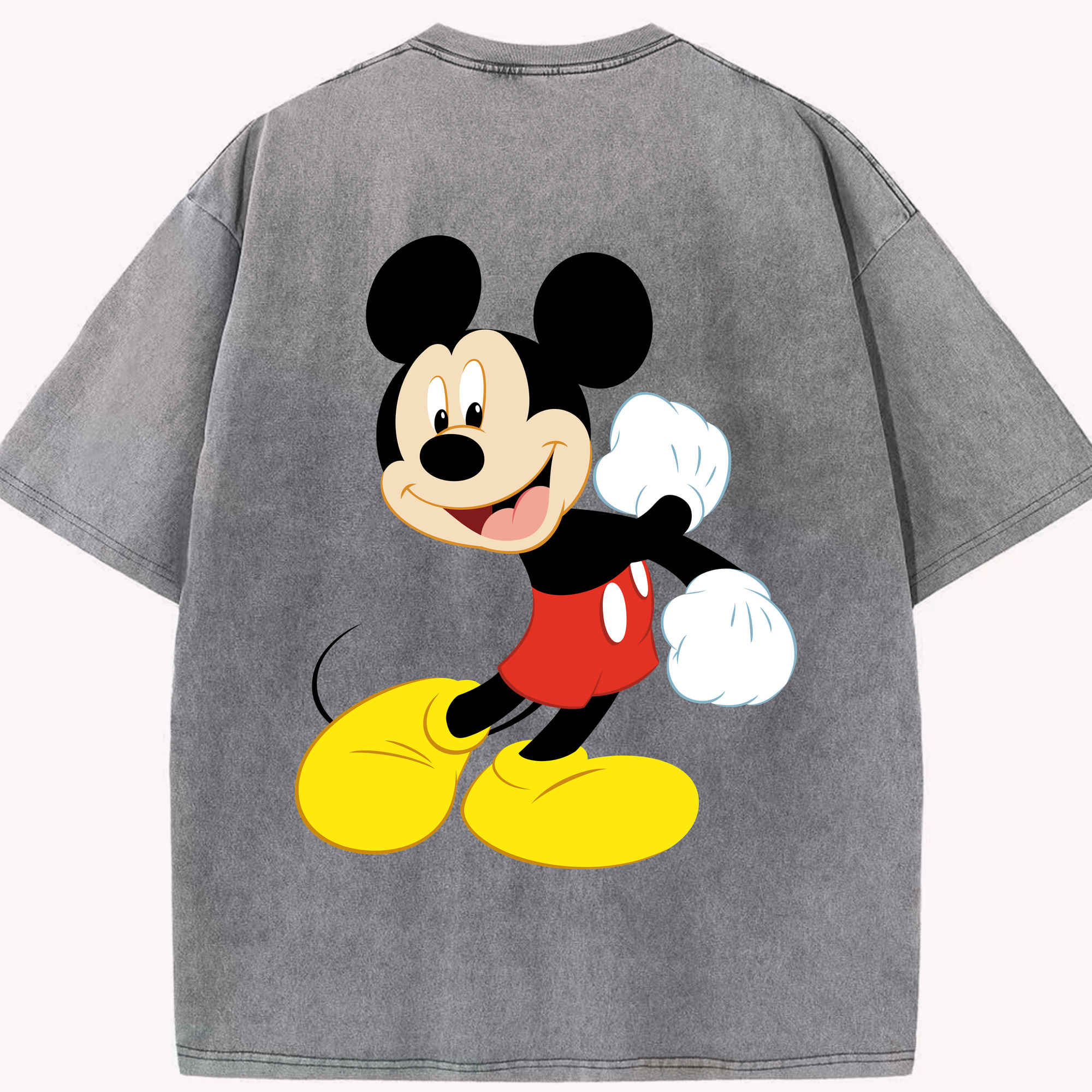 （画像用） ミッキーマウス Mickey Mouse 綿100% ヴィンテージ風 半袖Tシャツ（背面プリント）