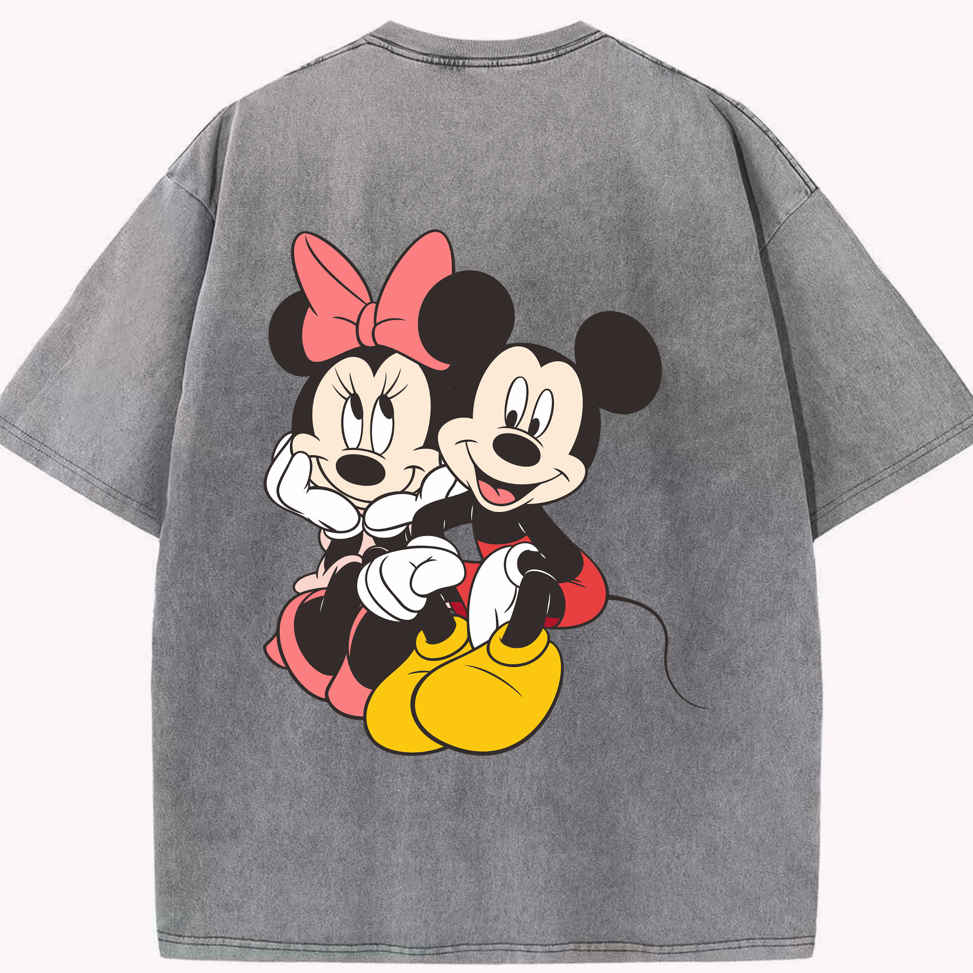 （画像用） ミッキーマウス Mickey Mouse 綿100% ヴィンテージ風 半袖Tシャツ（背面プリント）