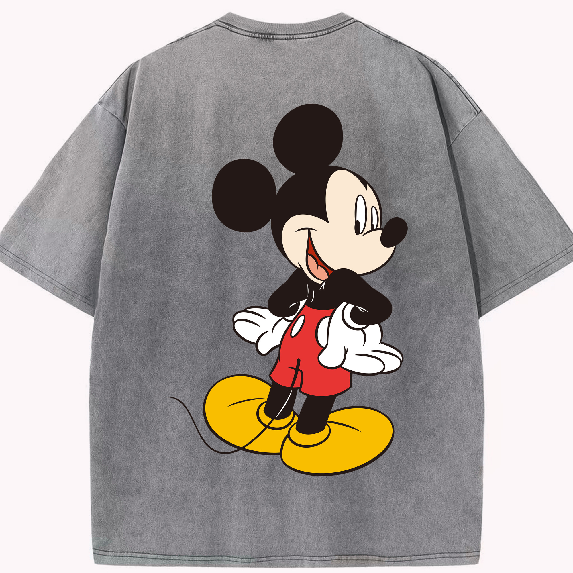 （画像用） ミッキーマウス Mickey Mouse 綿100% ヴィンテージ風 半袖Tシャツ（背面プリント）