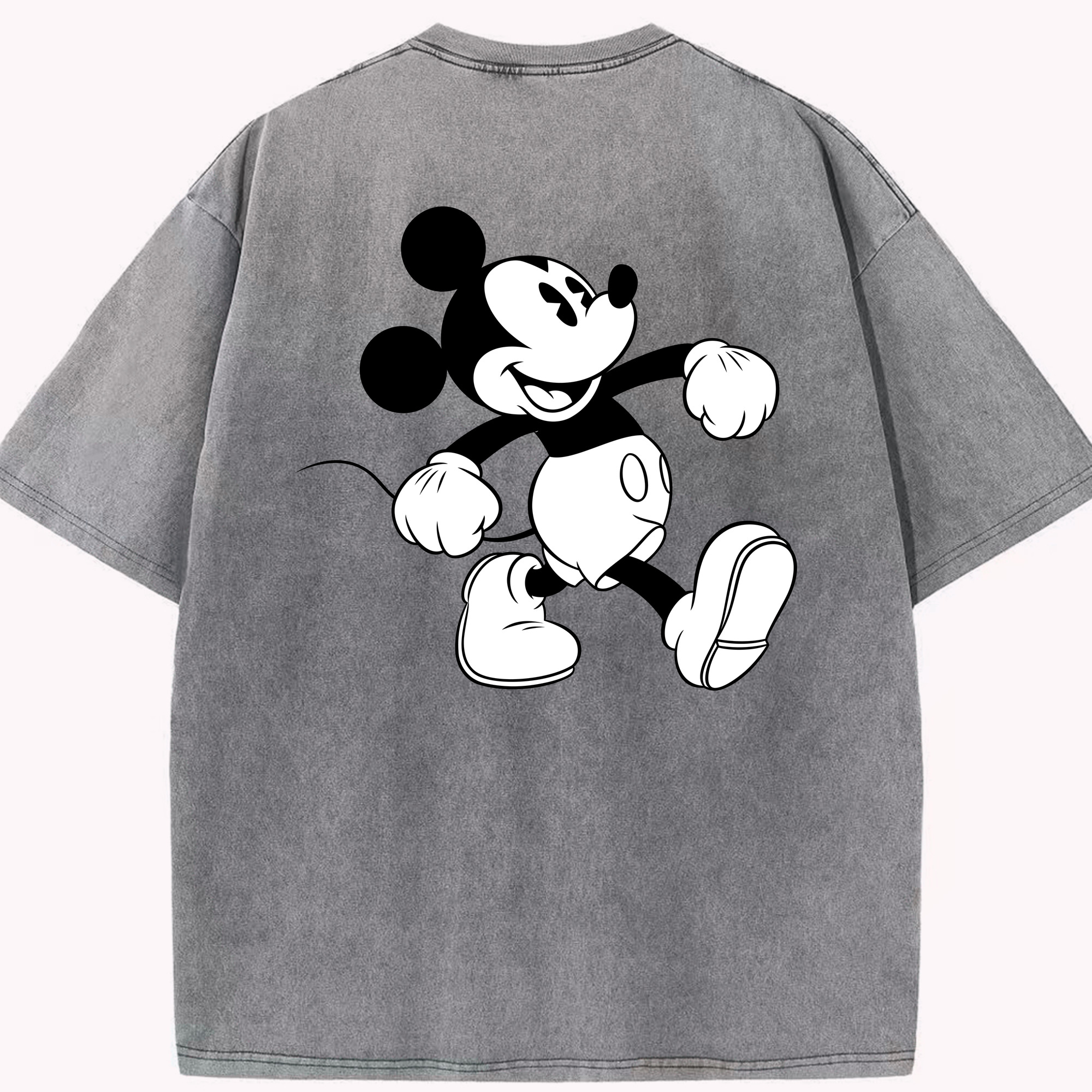 （画像用） ミッキーマウス Mickey Mouse 綿100% ヴィンテージ風 半袖Tシャツ（背面プリント）