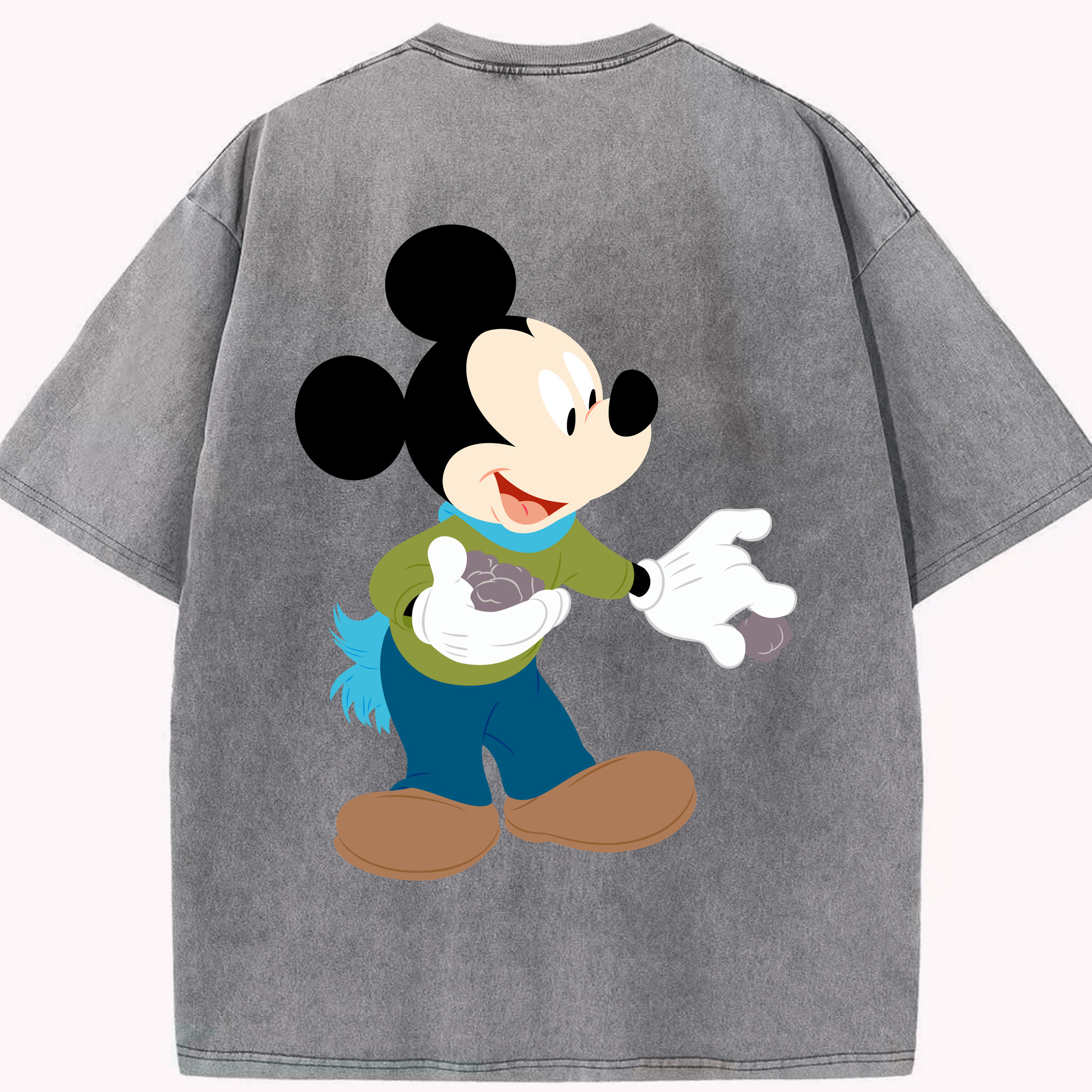 （画像用） ミッキーマウス Mickey Mouse 綿100% ヴィンテージ風 半袖Tシャツ（背面プリント）