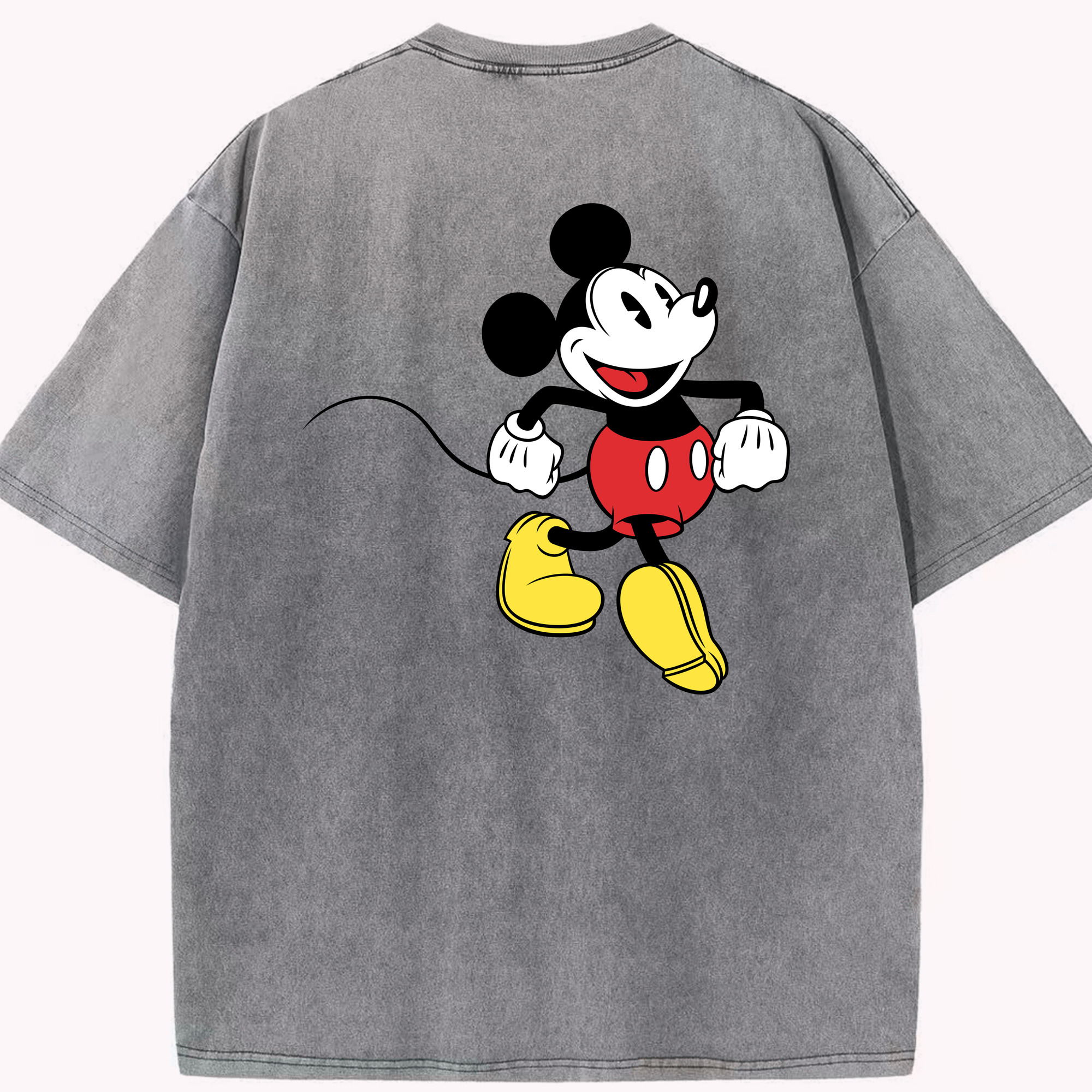 （画像用） ミッキーマウス Mickey Mouse 綿100% ヴィンテージ風 半袖Tシャツ（背面プリント）