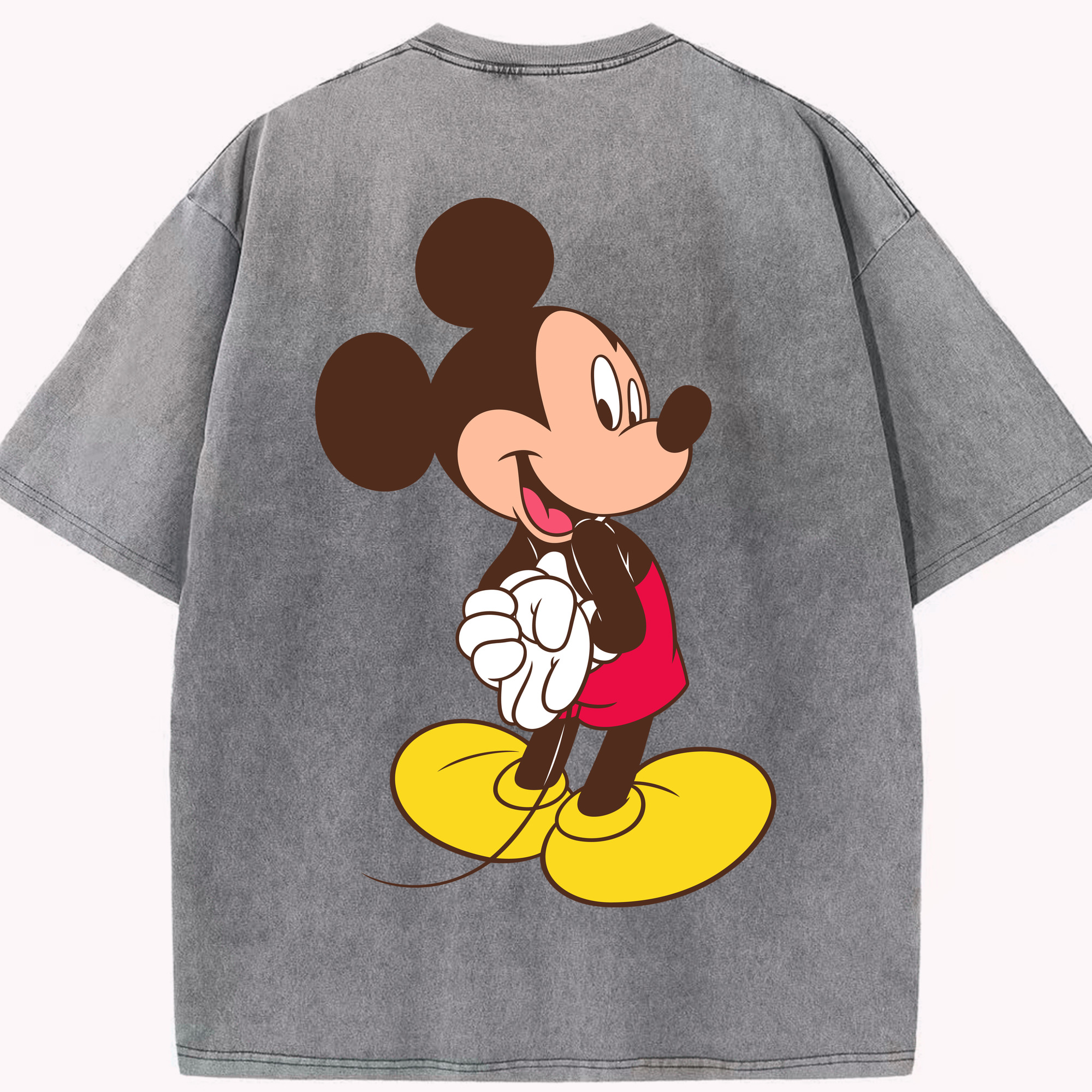 （画像用） ミッキーマウス Mickey Mouse 綿100% ヴィンテージ風 半袖Tシャツ（背面プリント）