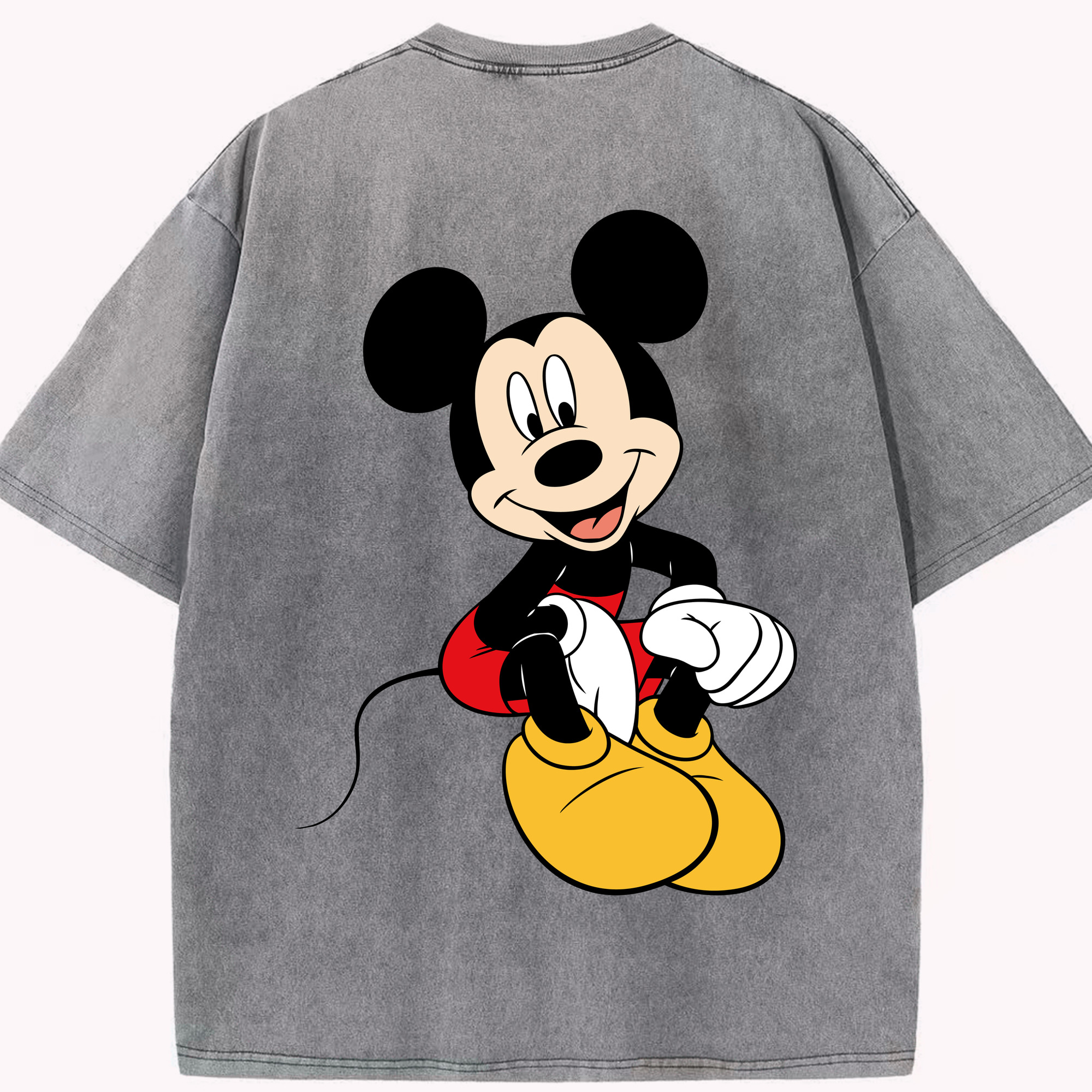 （画像用） ミッキーマウス Mickey Mouse 綿100% ヴィンテージ風 半袖Tシャツ（背面プリント）