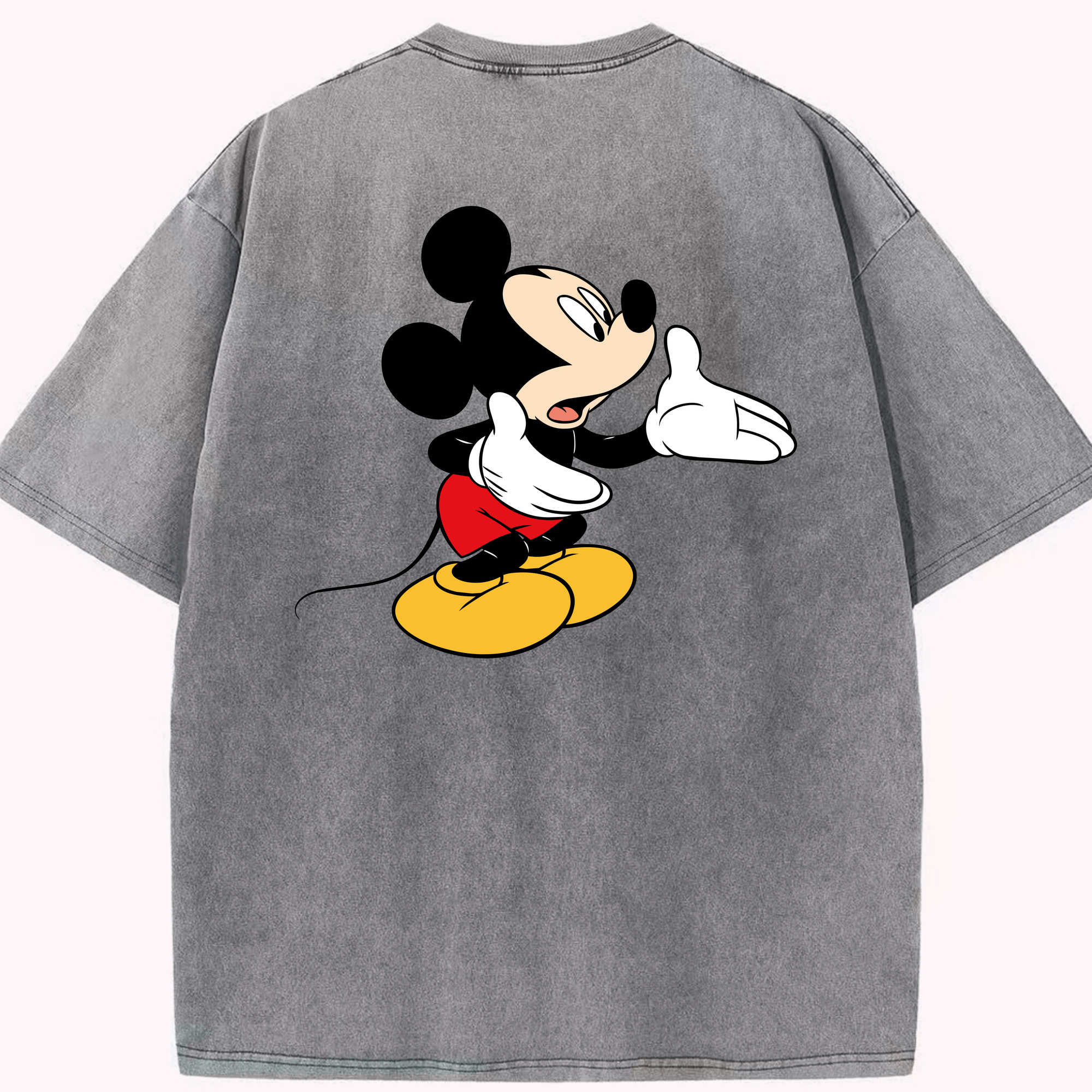 （画像用） ミッキーマウス Mickey Mouse 綿100% ヴィンテージ風 半袖Tシャツ（背面プリント）