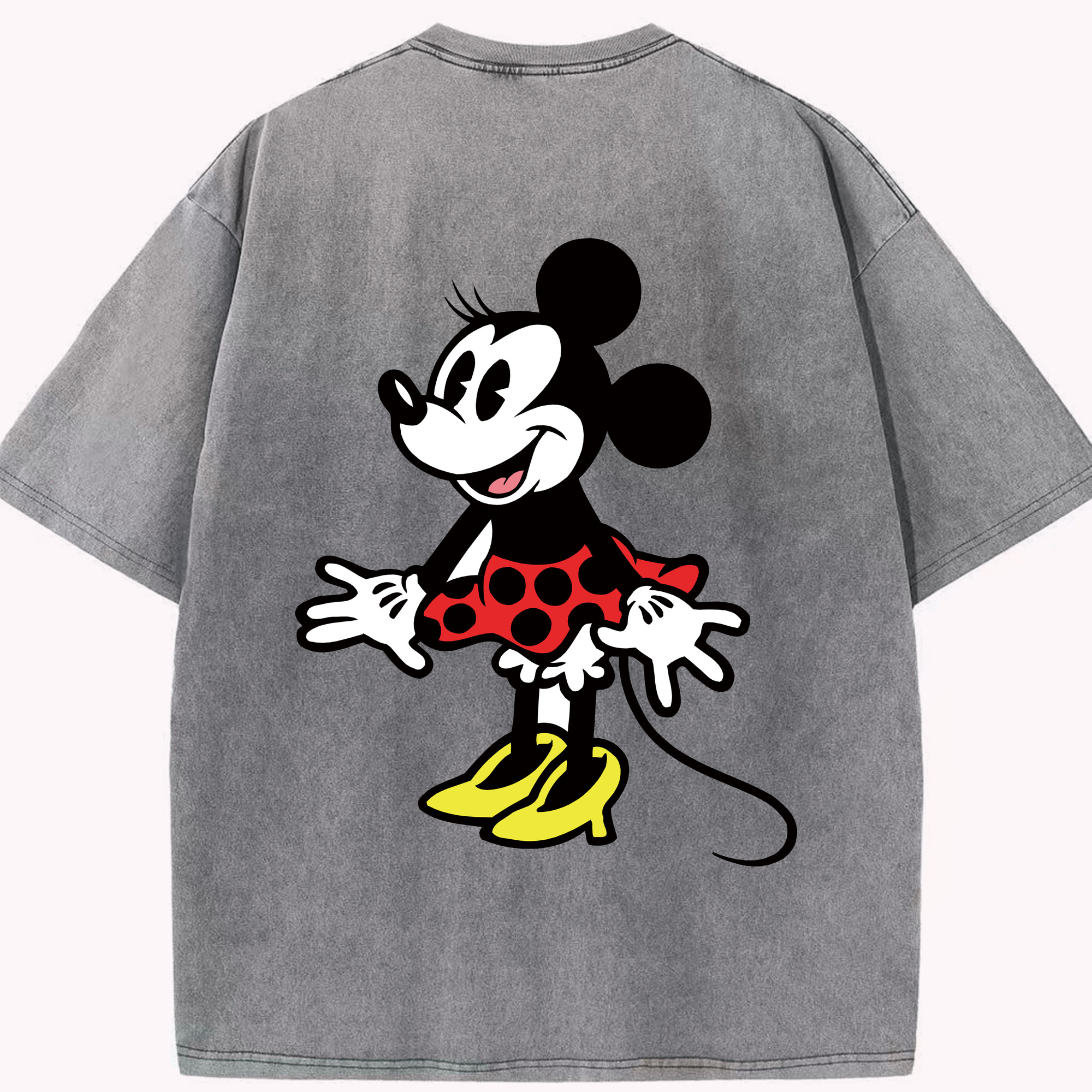 （画像用） ミッキーマウス Mickey Mouse 綿100% ヴィンテージ風 半袖Tシャツ（背面プリント）