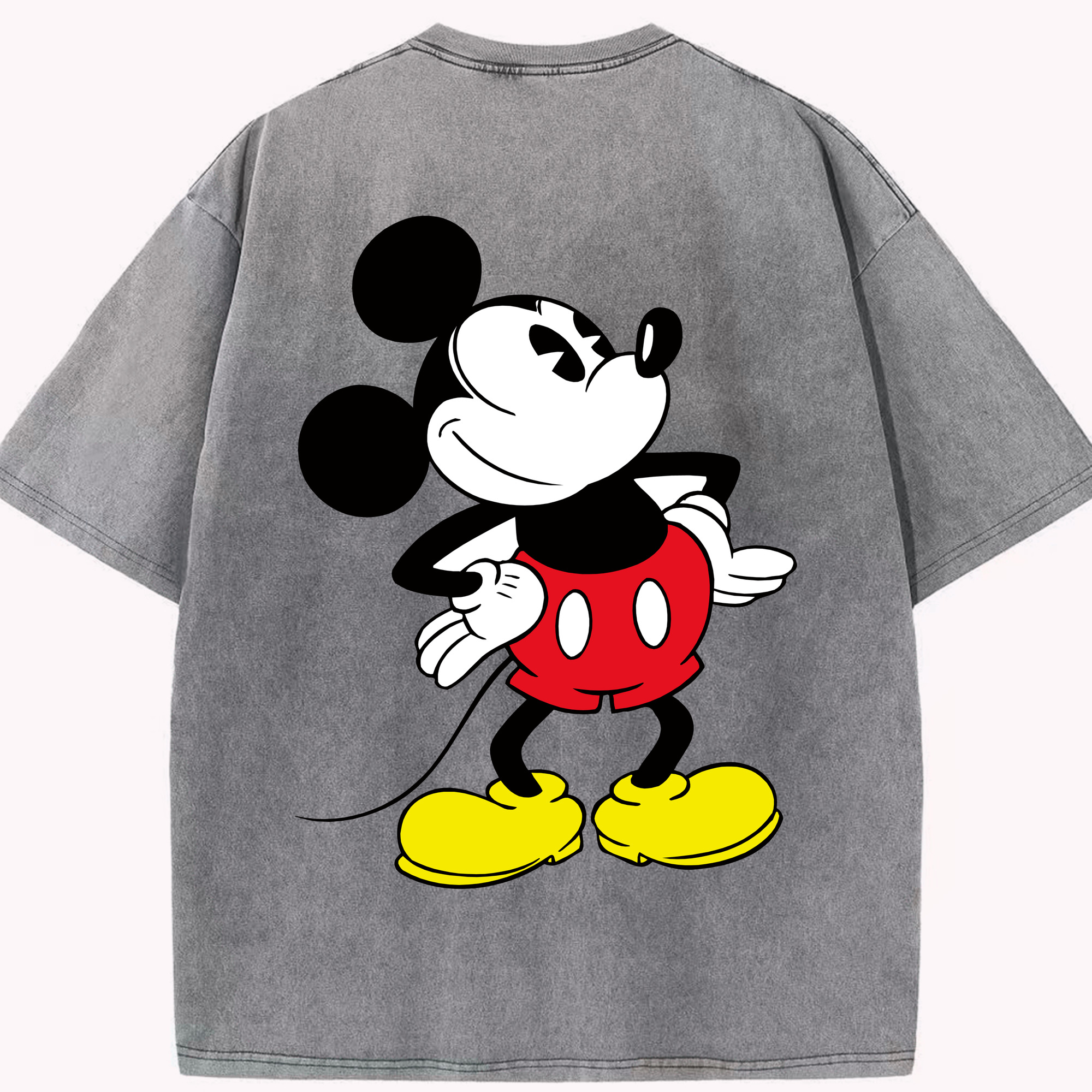 （画像用） ミッキーマウス Mickey Mouse 綿100% ヴィンテージ風 半袖Tシャツ（背面プリント）