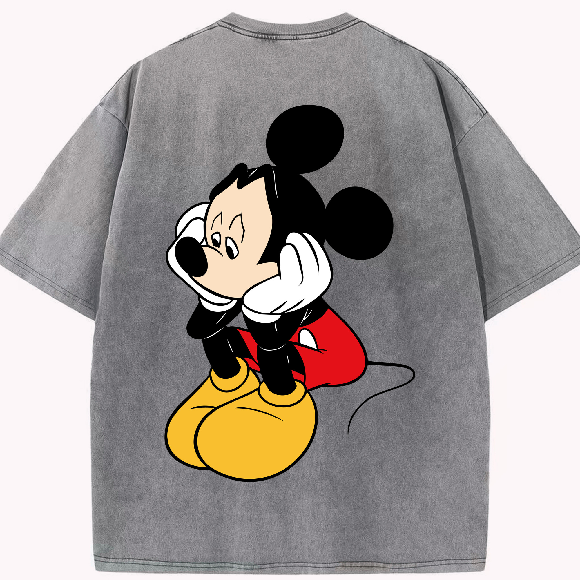 （画像用） ミッキーマウス Mickey Mouse 綿100% ヴィンテージ風 半袖Tシャツ（背面プリント）