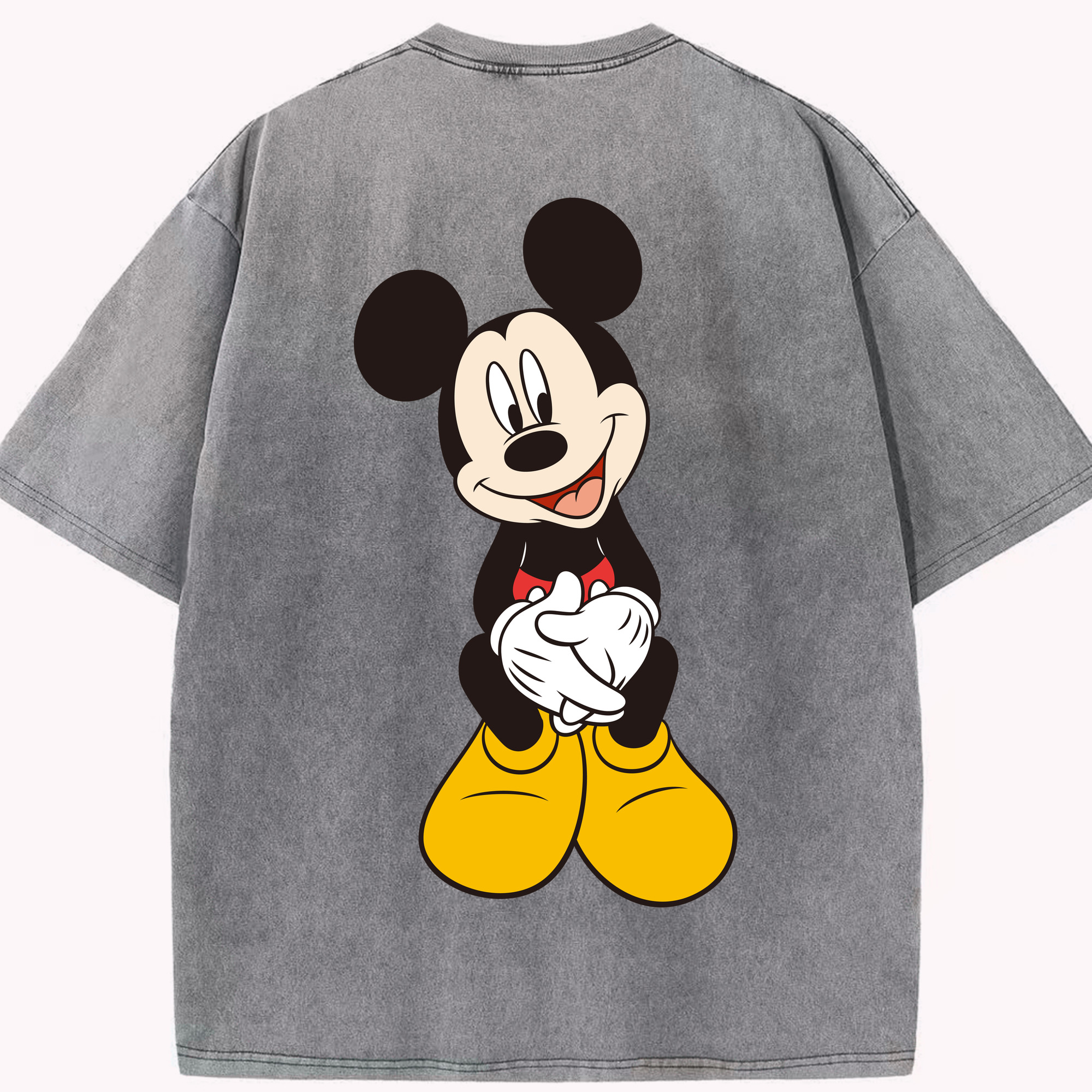 （画像用） ミッキーマウス Mickey Mouse 綿100% ヴィンテージ風 半袖Tシャツ（背面プリント）