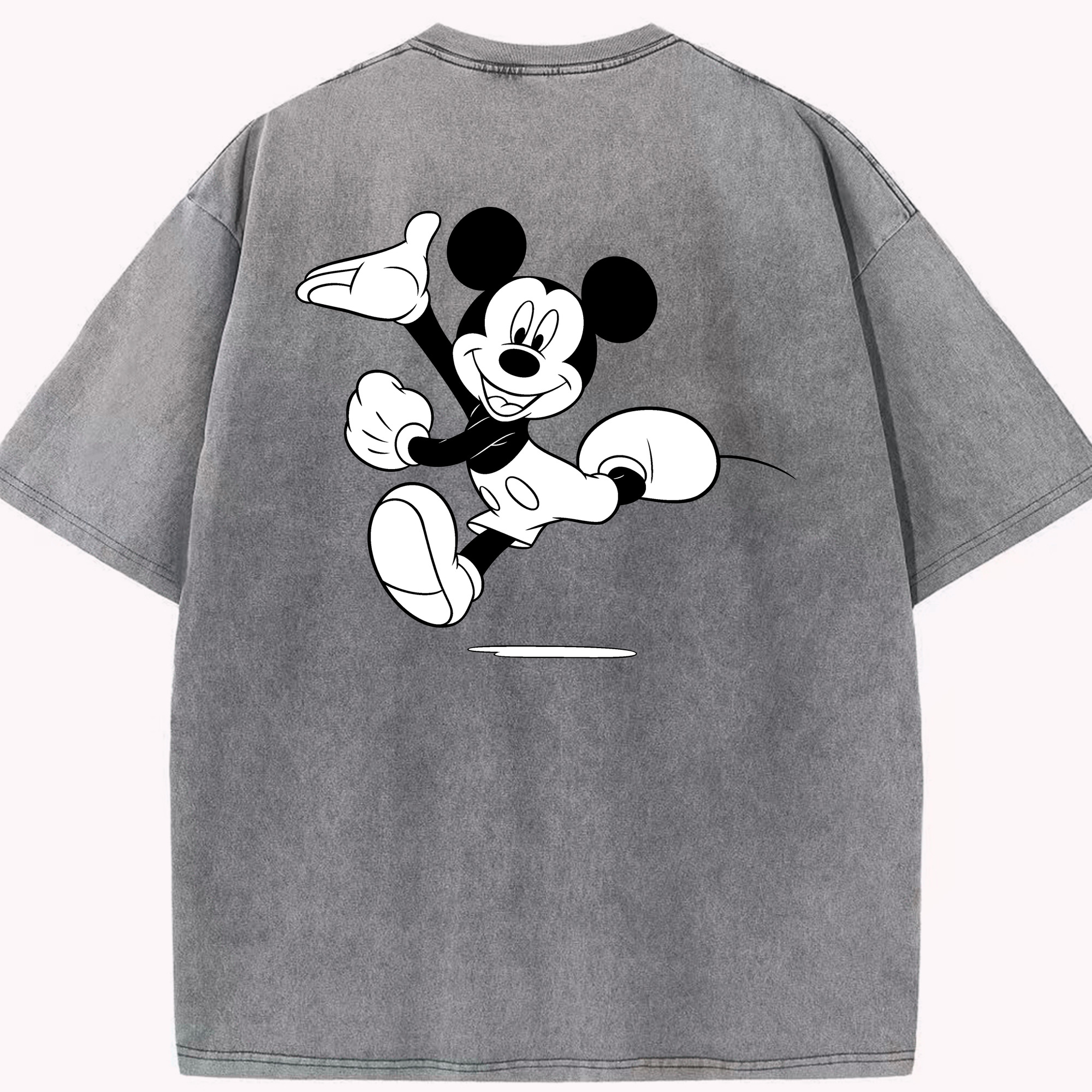 （画像用） ミッキーマウス Mickey Mouse 綿100% ヴィンテージ風 半袖Tシャツ（背面プリント）