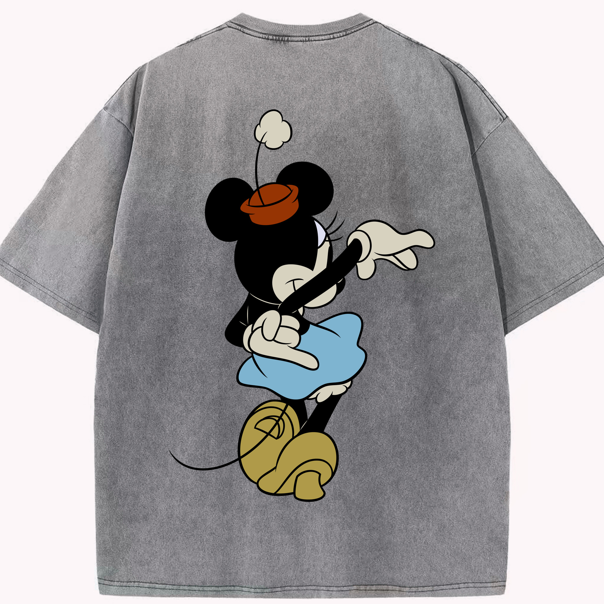 （画像用） ミッキーマウス Mickey Mouse 綿100% ヴィンテージ風 半袖Tシャツ（背面プリント）