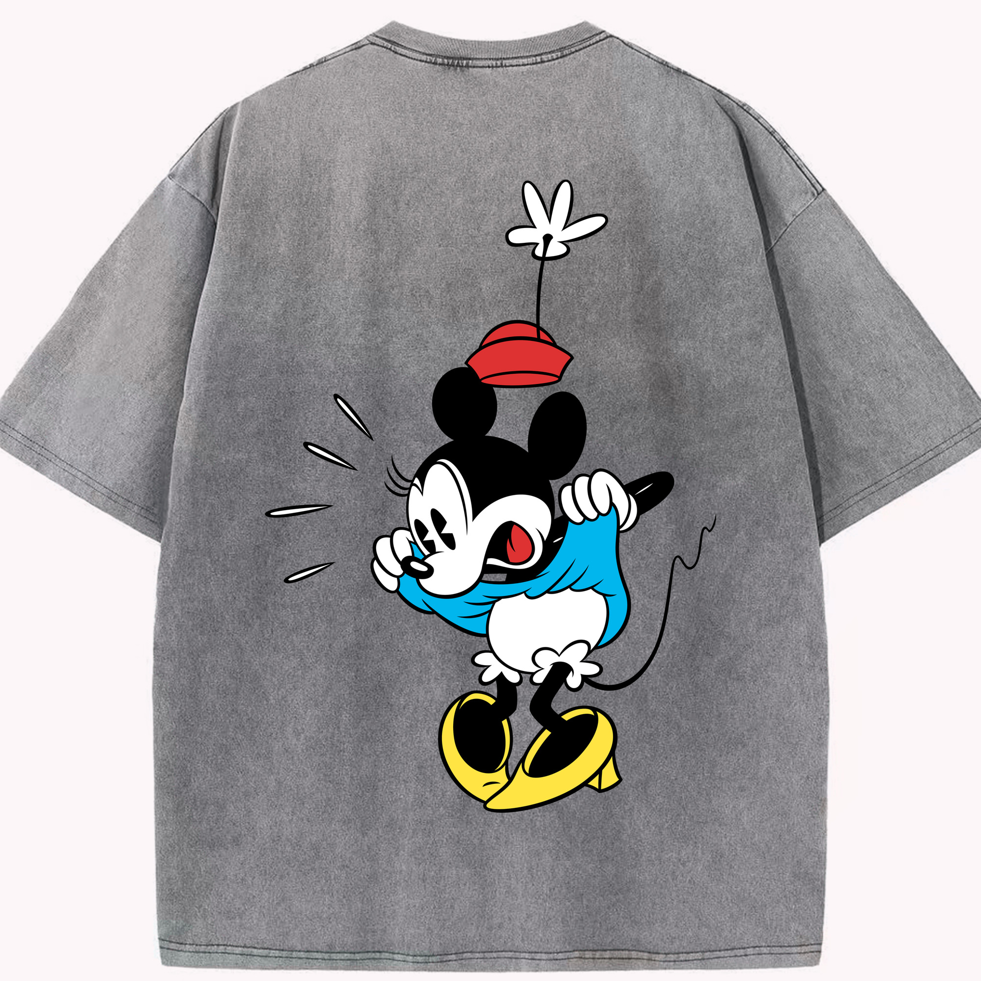 （画像用） ミッキーマウス Mickey Mouse 綿100% ヴィンテージ風 半袖Tシャツ（背面プリント）