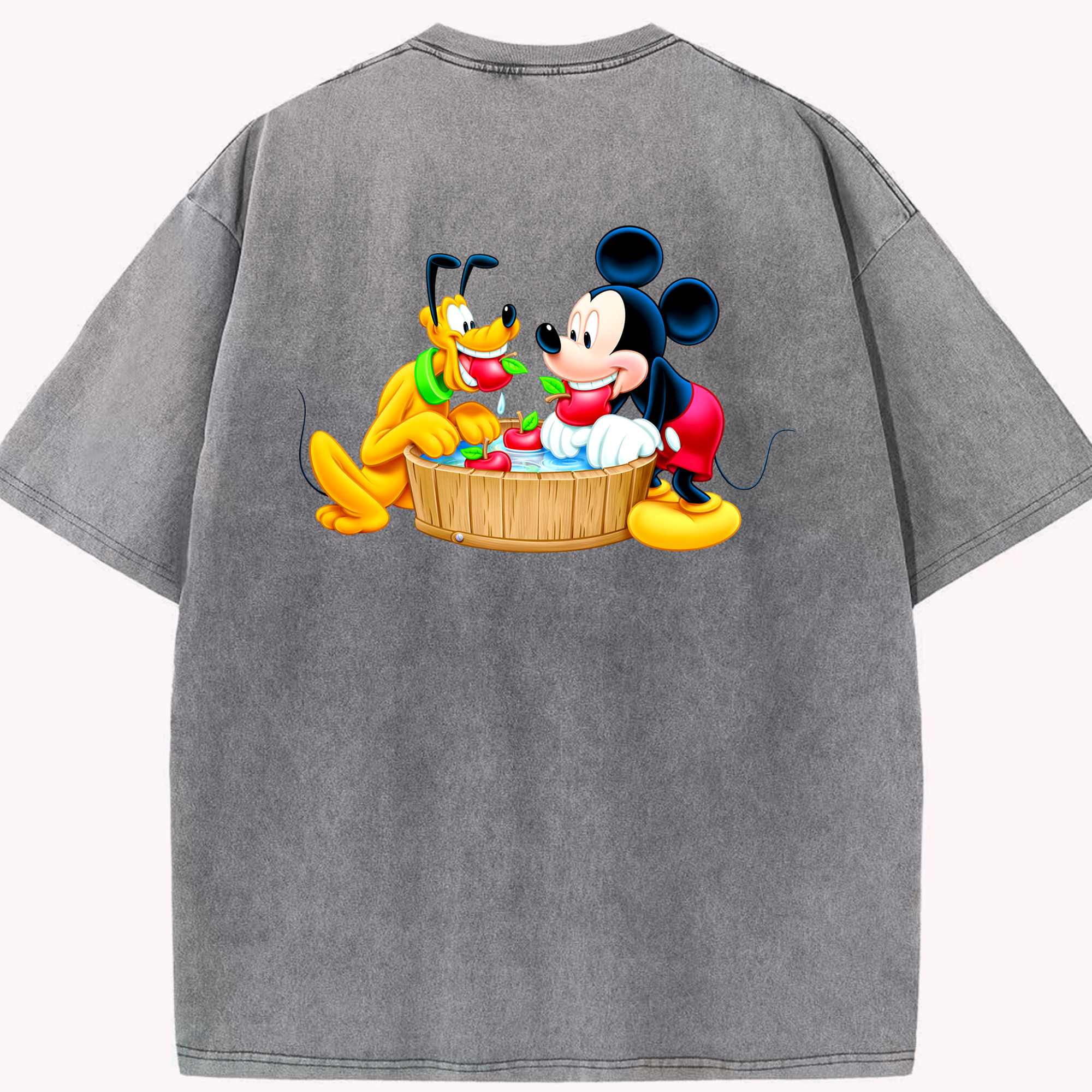 （画像用） ミッキーマウス Mickey Mouse 綿100% ヴィンテージ風 半袖Tシャツ（背面プリント）