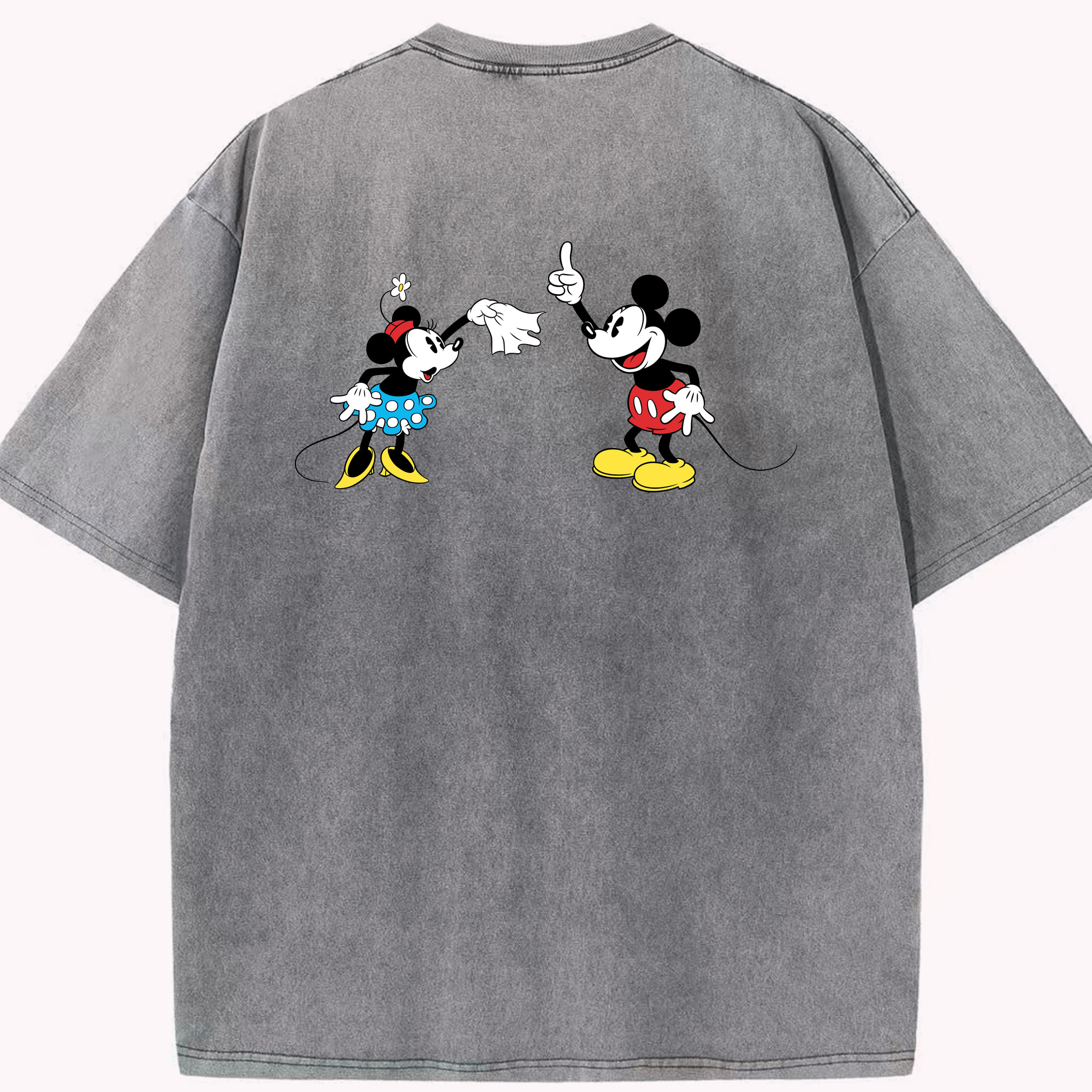 （画像用） ミッキーマウス Mickey Mouse 綿100% ヴィンテージ風 半袖Tシャツ（背面プリント）