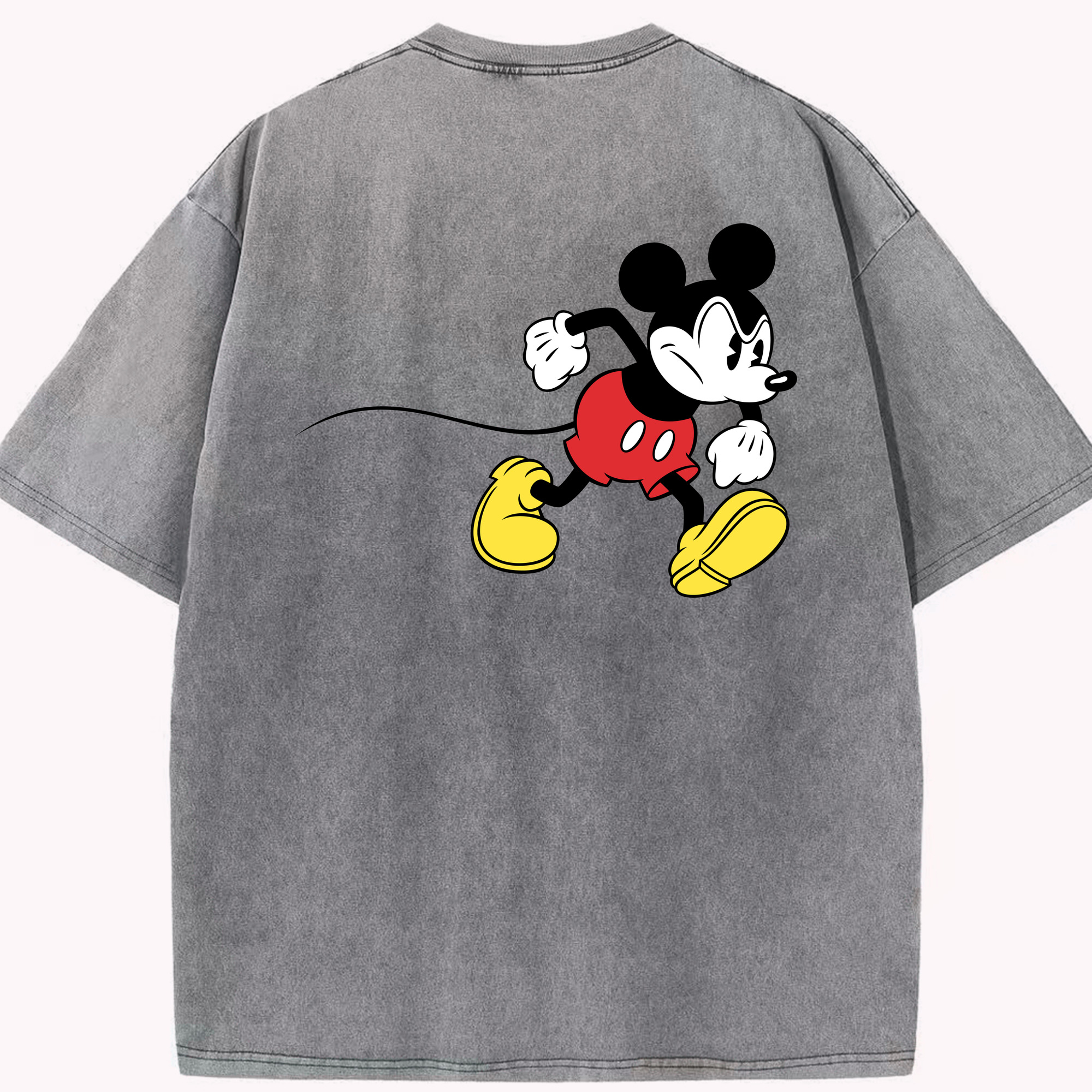 （画像用） ミッキーマウス Mickey Mouse 綿100% ヴィンテージ風 半袖Tシャツ（背面プリント）