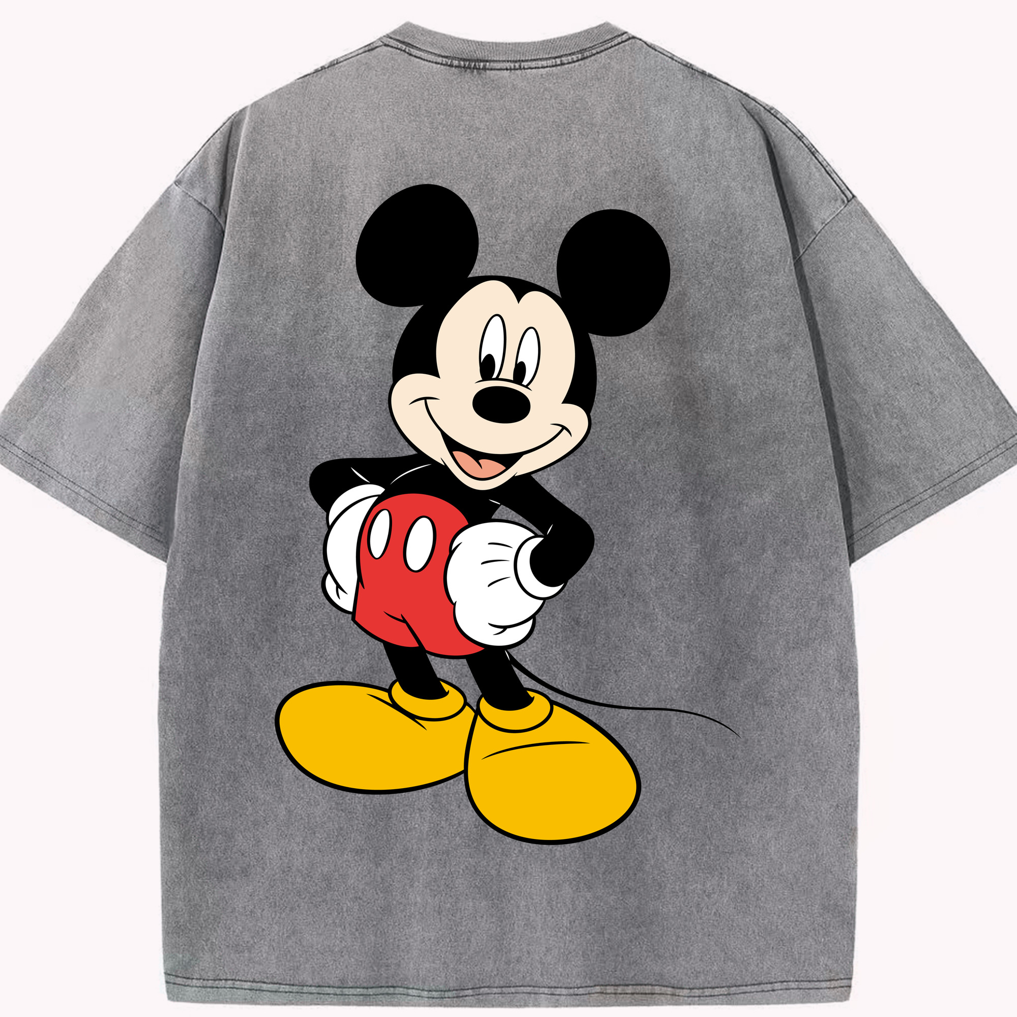 （画像用） ミッキーマウス Mickey Mouse 綿100% ヴィンテージ風 半袖Tシャツ（背面プリント）
