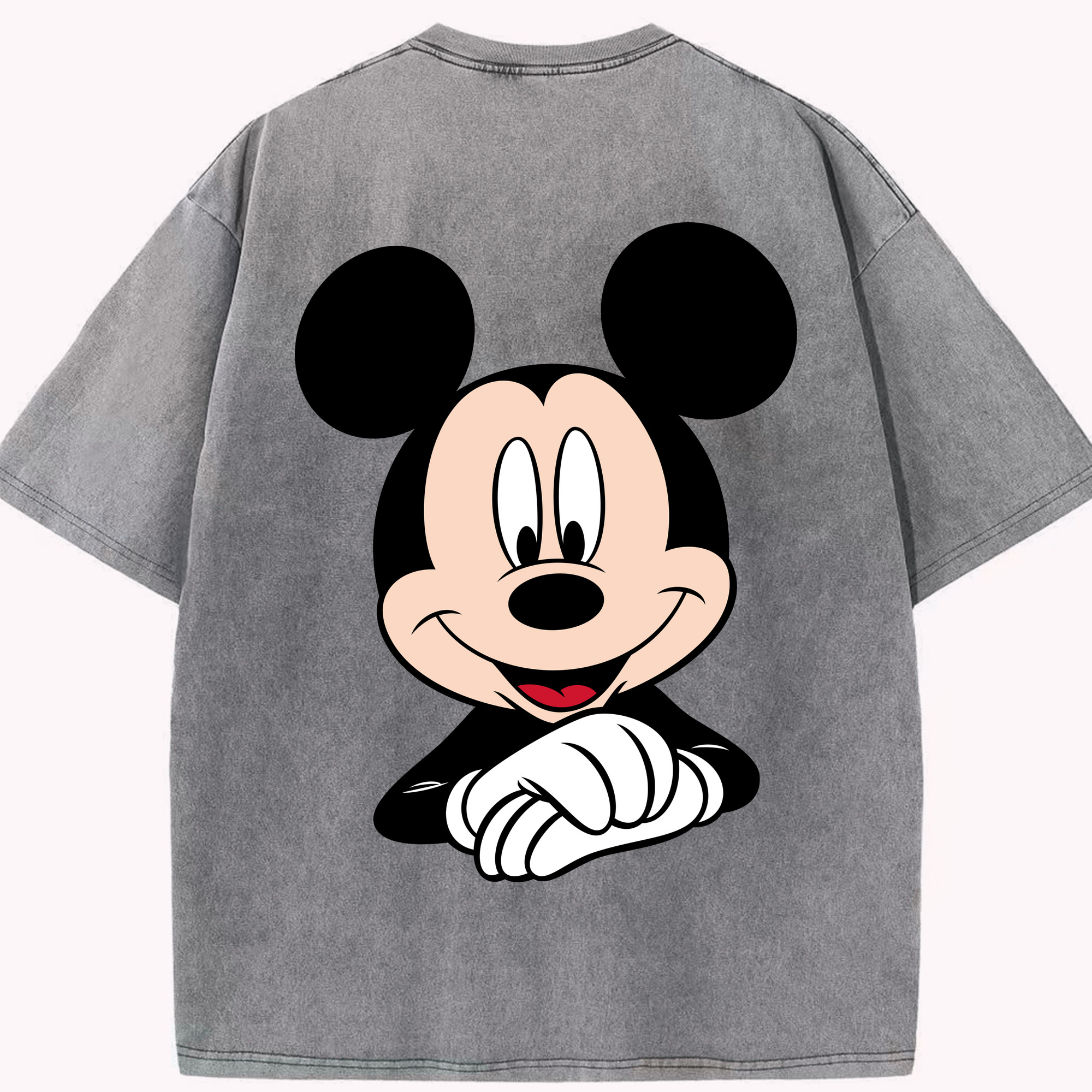 （画像用） ミッキーマウス Mickey Mouse 綿100% ヴィンテージ風 半袖Tシャツ（背面プリント）