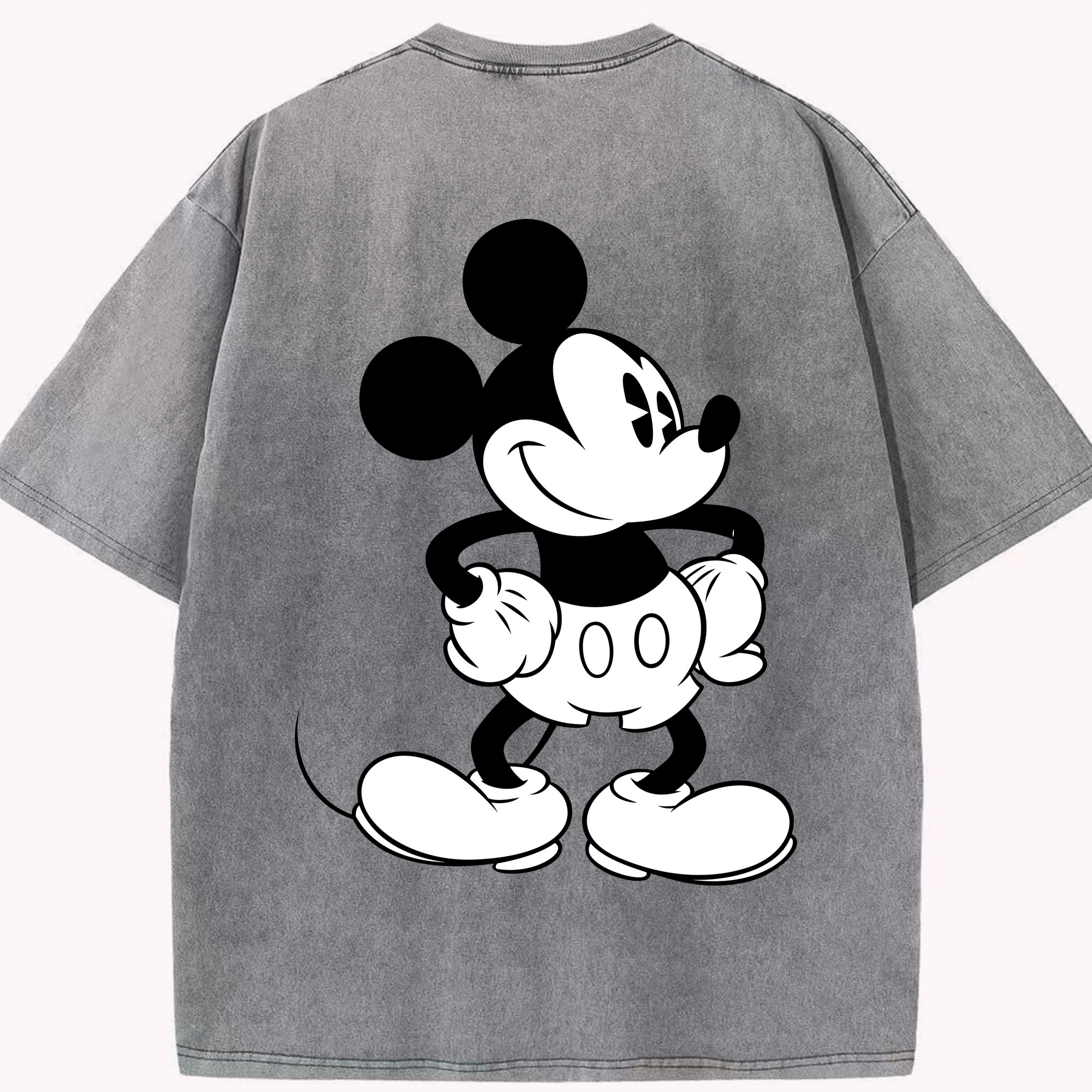 （画像用） ミッキーマウス Mickey Mouse 綿100% ヴィンテージ風 半袖Tシャツ（背面プリント）