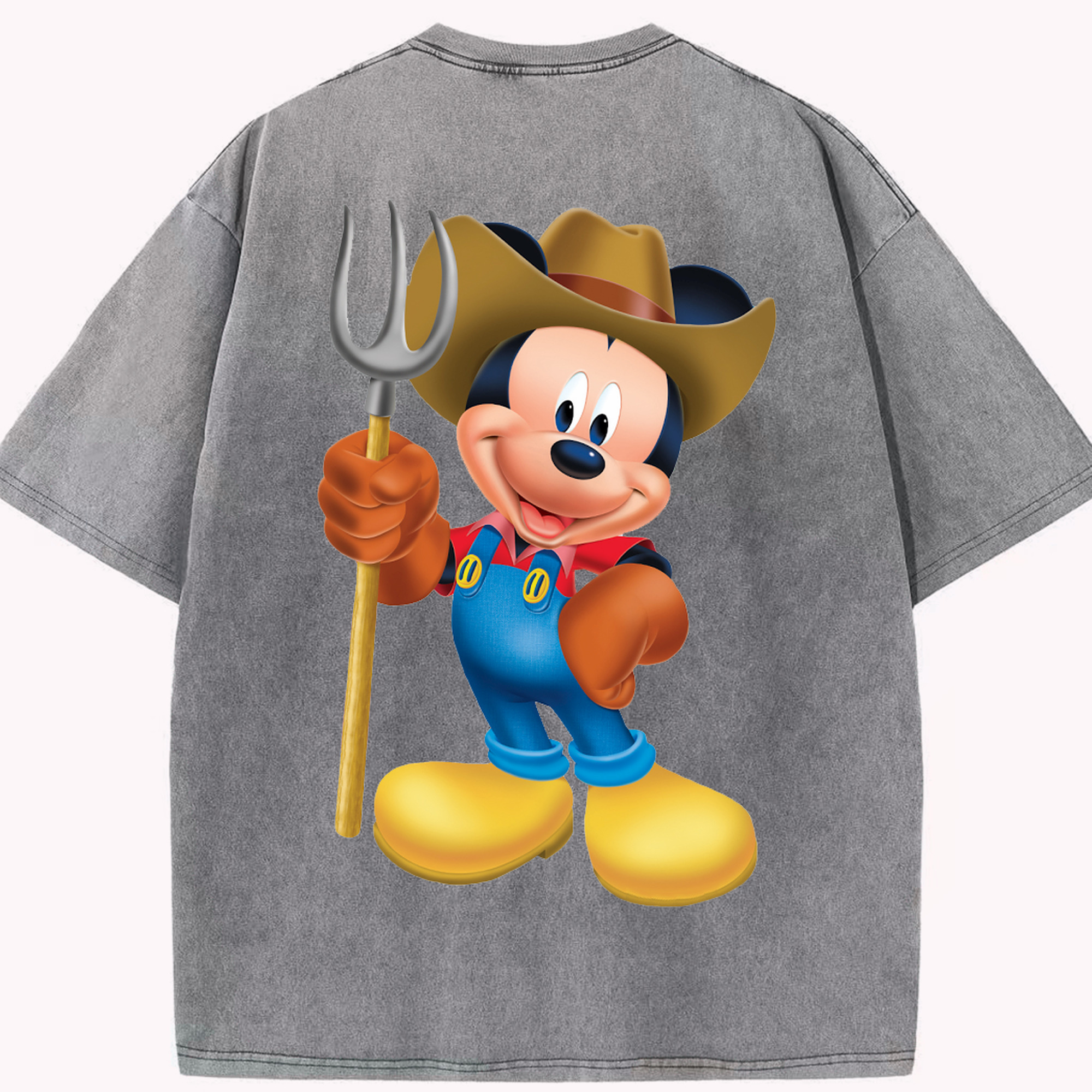 （画像用） ミッキーマウス Mickey Mouse 綿100% ヴィンテージ風 半袖Tシャツ（背面プリント）