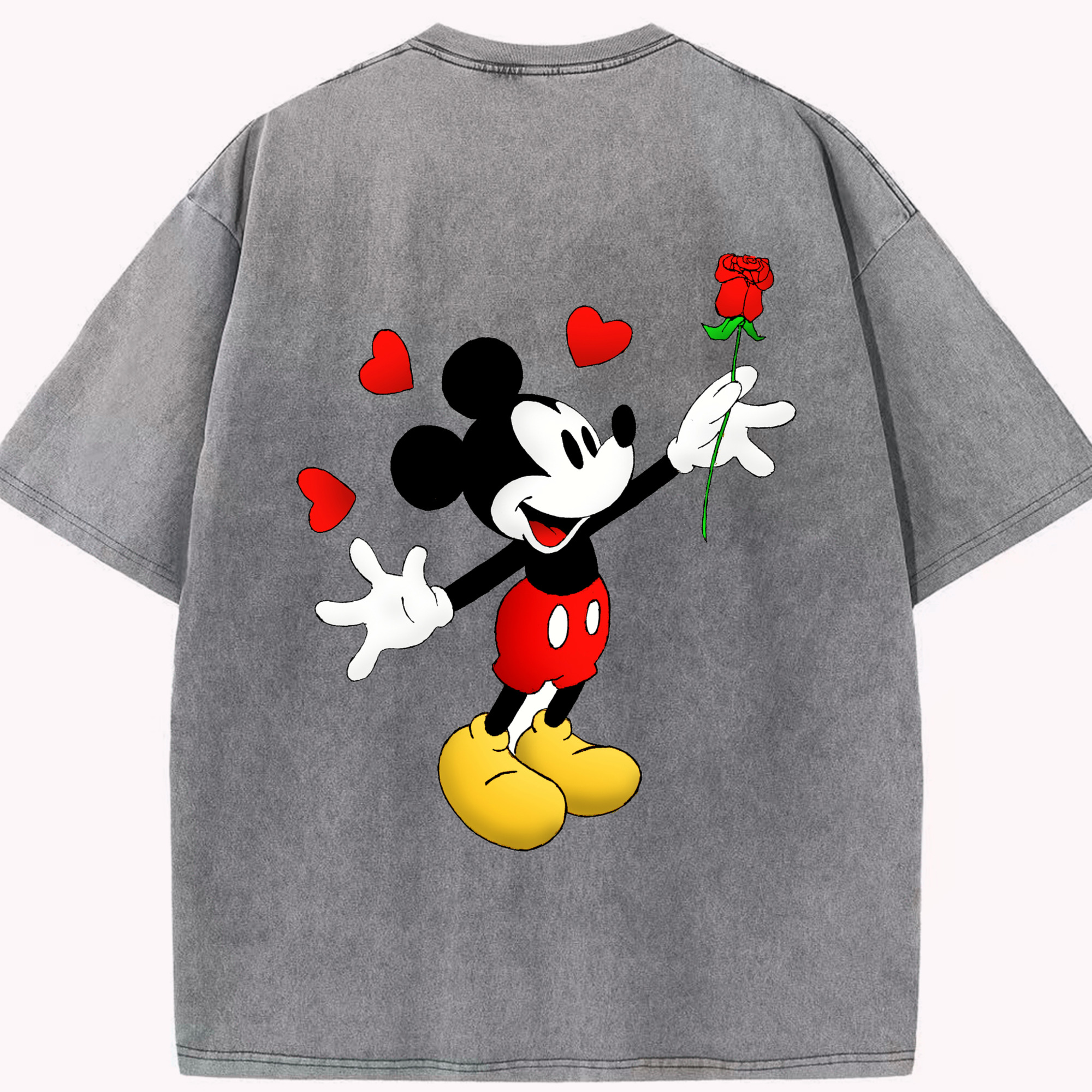 （画像用） ミッキーマウス Mickey Mouse 綿100% ヴィンテージ風 半袖Tシャツ（背面プリント）