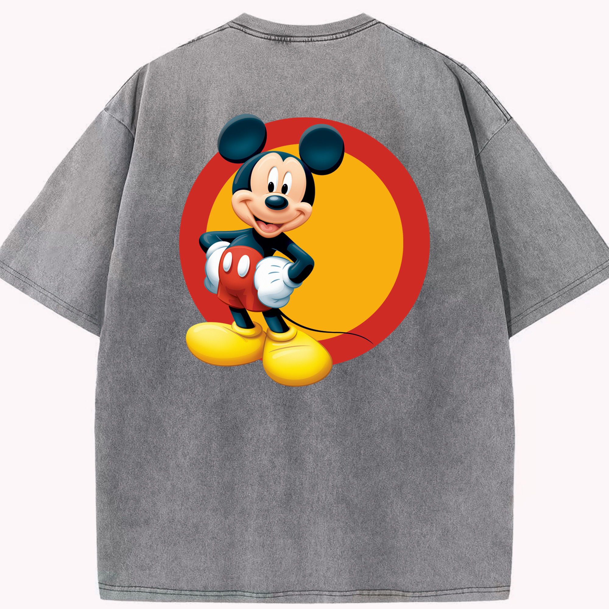 （画像用） ミッキーマウス Mickey Mouse 綿100% ヴィンテージ風 半袖Tシャツ（背面プリント）