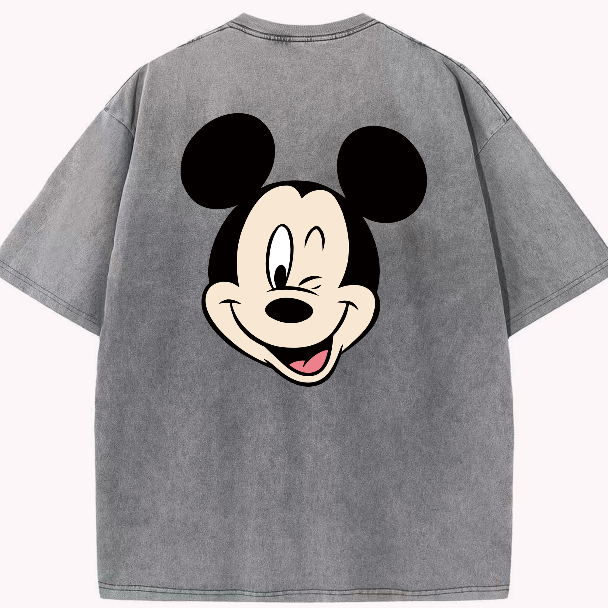 （画像用） ミッキーマウス Mickey Mouse 綿100% ヴィンテージ風 半袖Tシャツ（背面プリント）