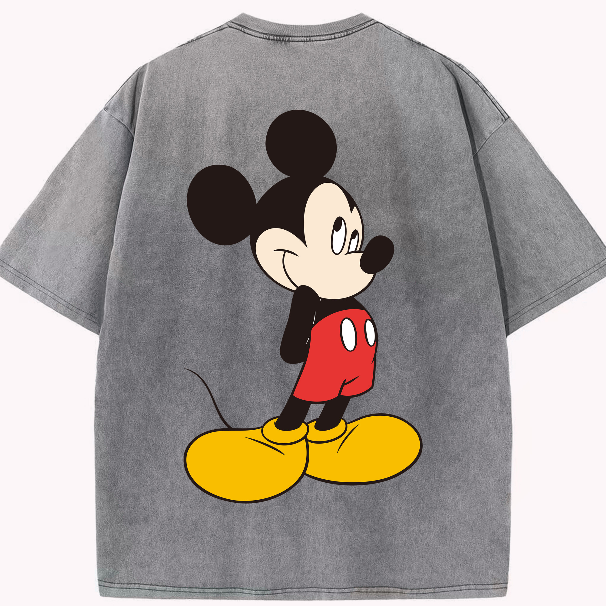 （画像用） ミッキーマウス Mickey Mouse 綿100% ヴィンテージ風 半袖Tシャツ（背面プリント）