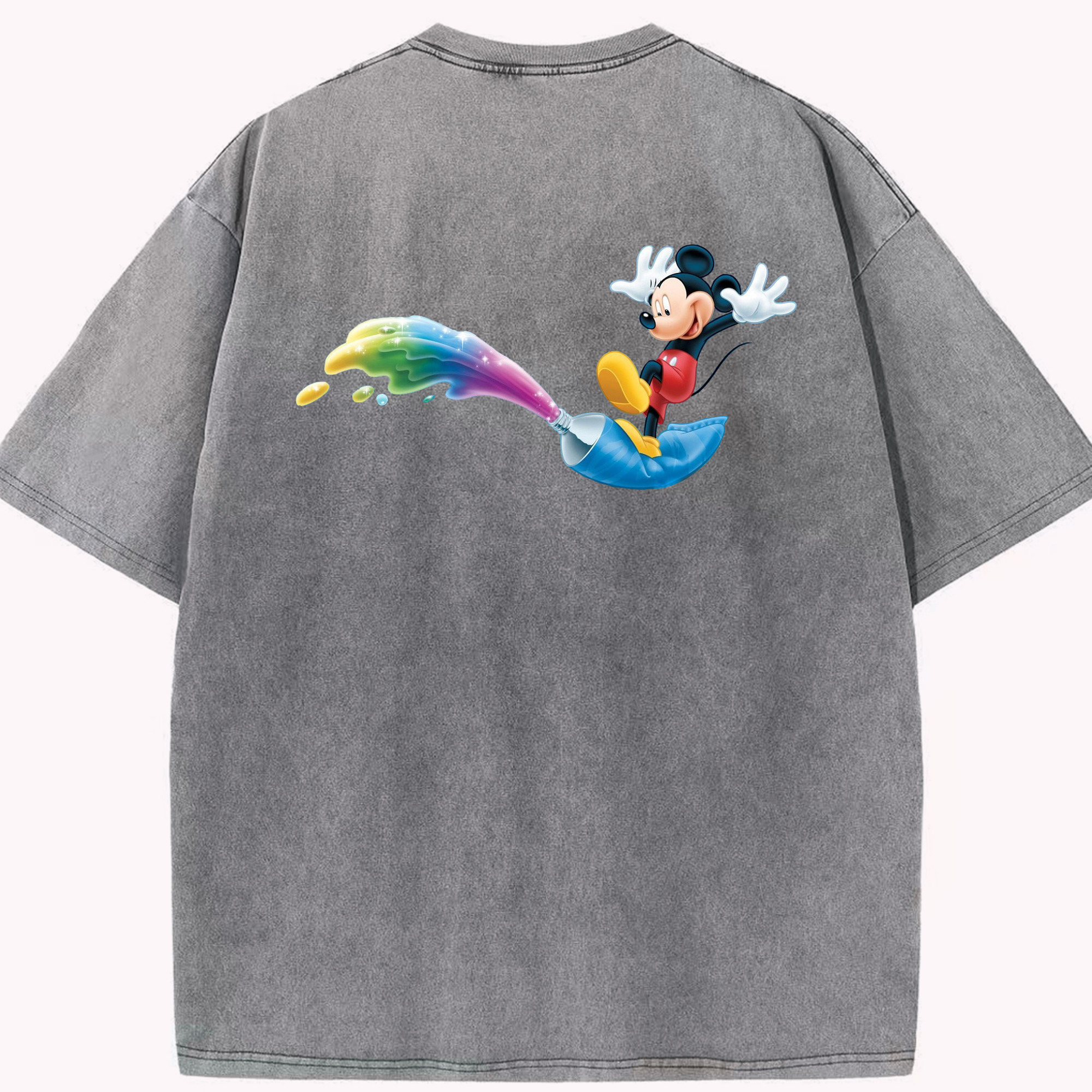 （画像用） ミッキーマウス Mickey Mouse 綿100% ヴィンテージ風 半袖Tシャツ（背面プリント）