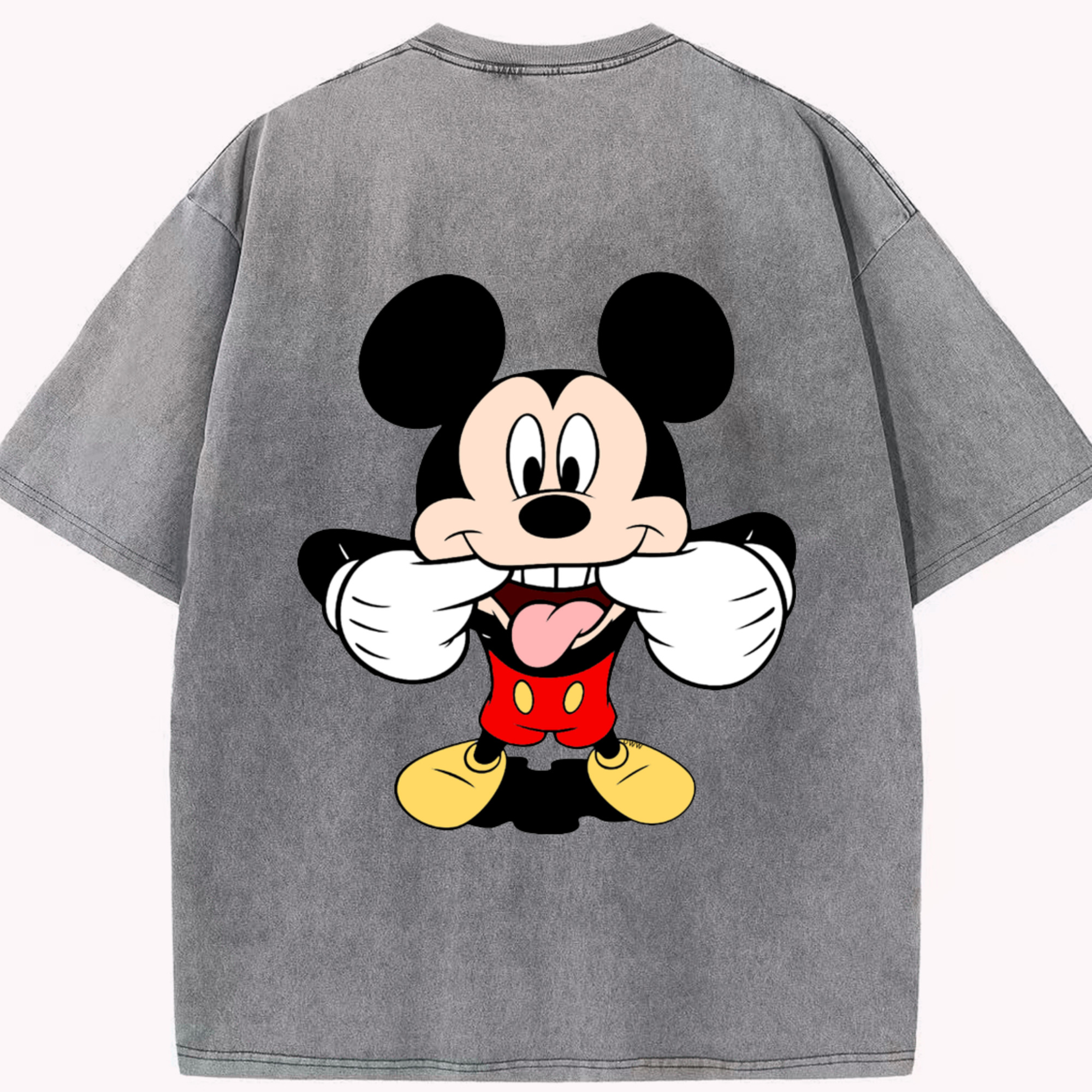 （画像用） ミッキーマウス Mickey Mouse 綿100% ヴィンテージ風 半袖Tシャツ（背面プリント）