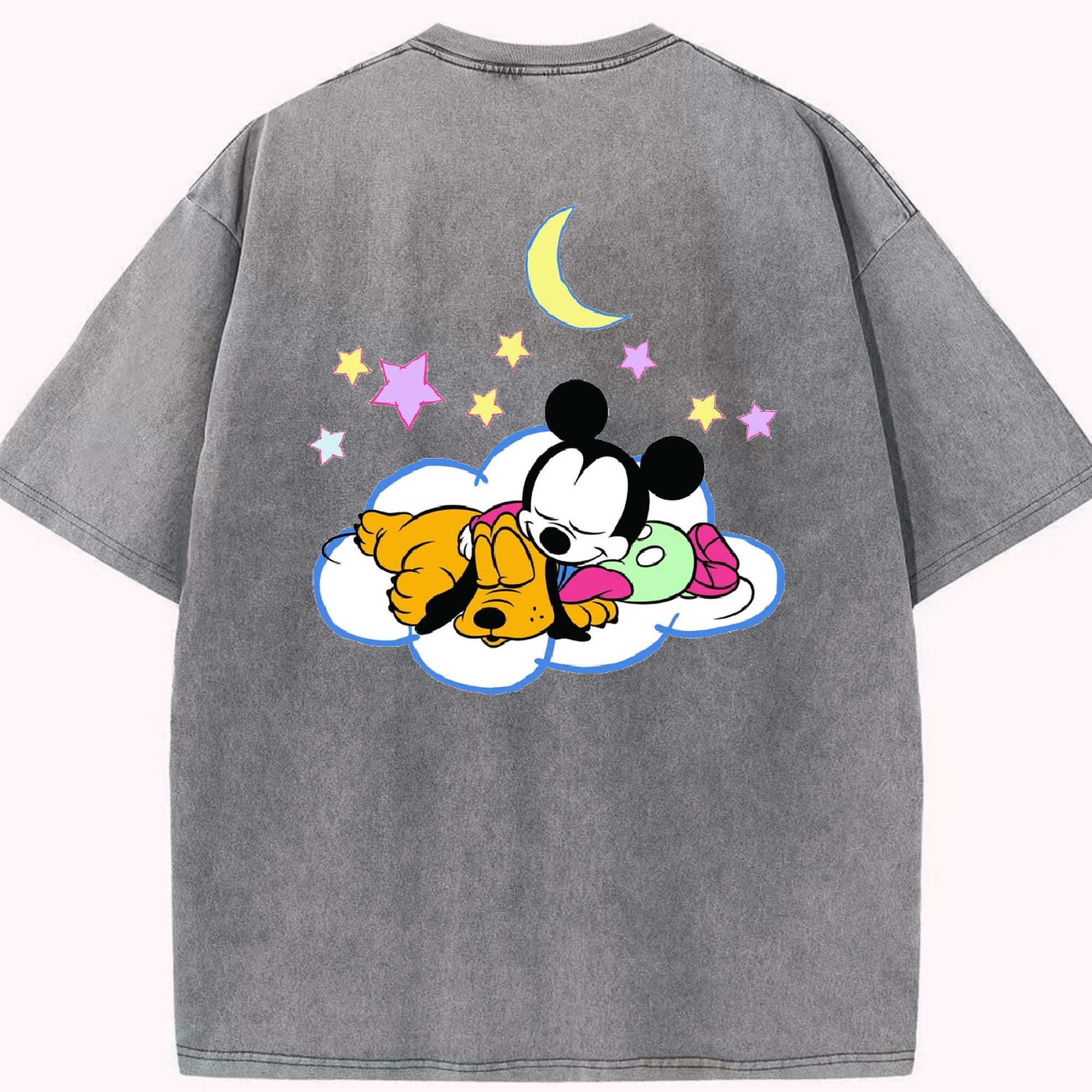 （画像用） ミッキーマウス Mickey Mouse 綿100% ヴィンテージ風 半袖Tシャツ（背面プリント）