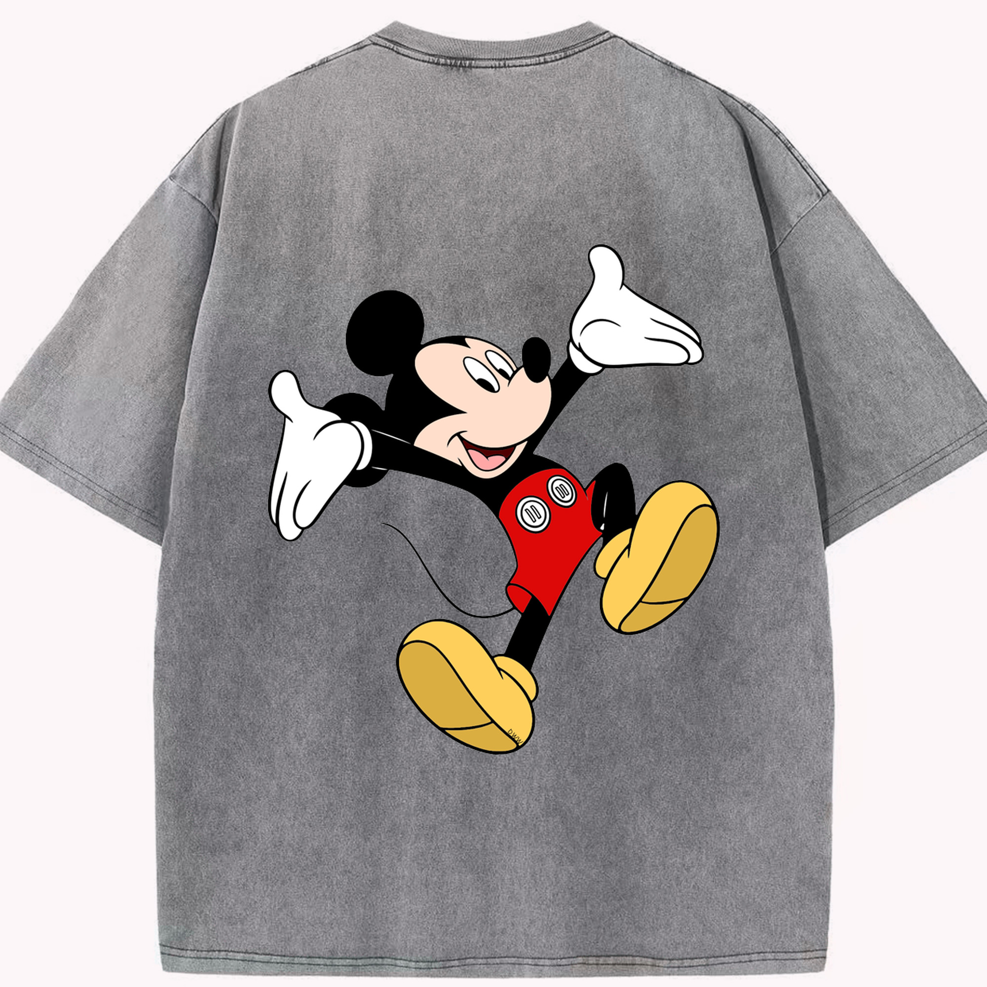 （画像用） ミッキーマウス Mickey Mouse 綿100% ヴィンテージ風 半袖Tシャツ（背面プリント）