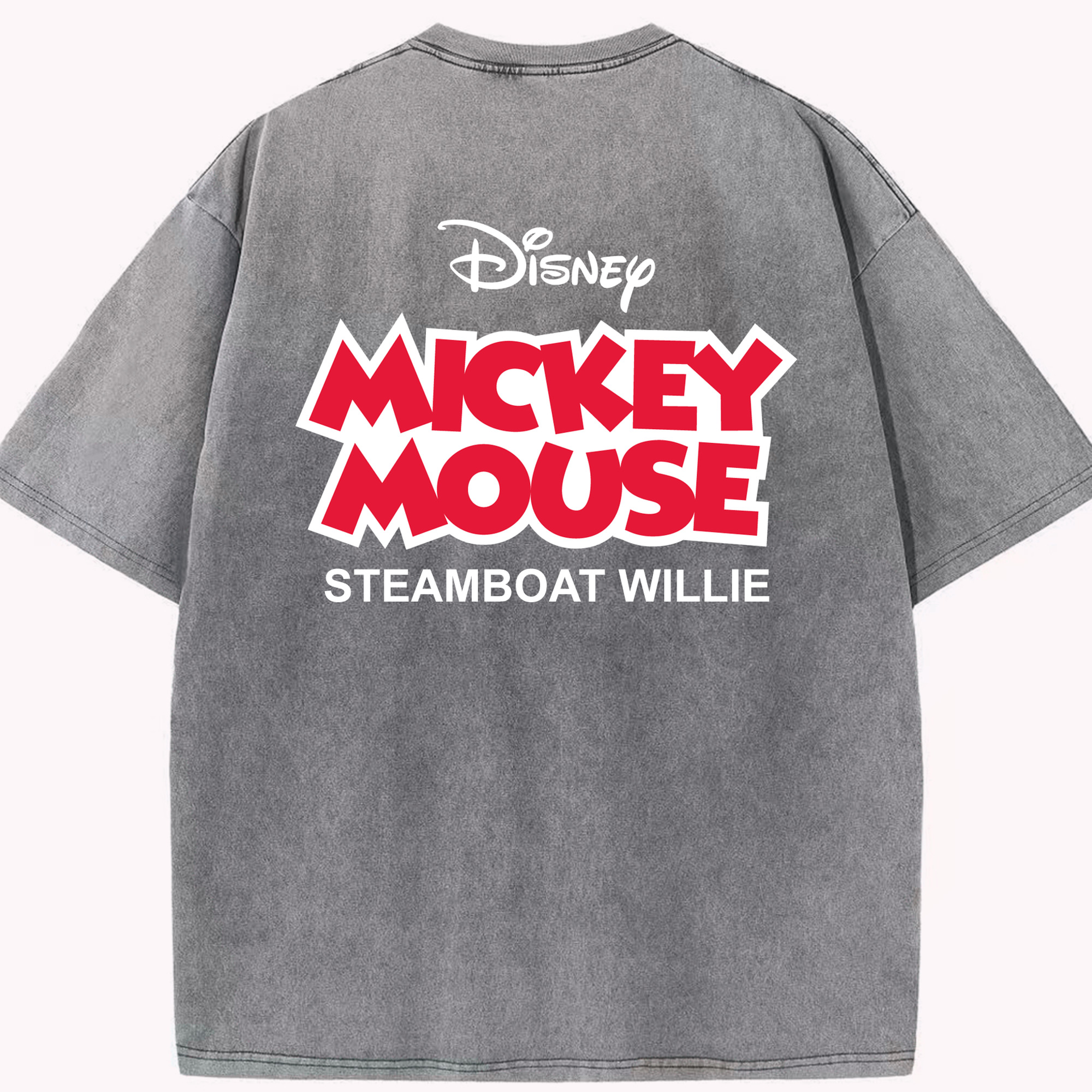 （画像用） ミッキーマウス Mickey Mouse 綿100% ヴィンテージ風 半袖Tシャツ（背面プリント）