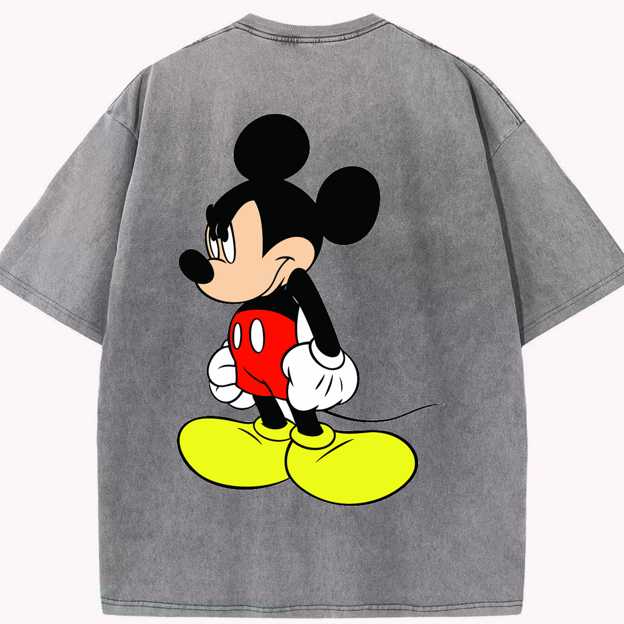 （画像用） ミッキーマウス Mickey Mouse 綿100% ヴィンテージ風 半袖Tシャツ（背面プリント）