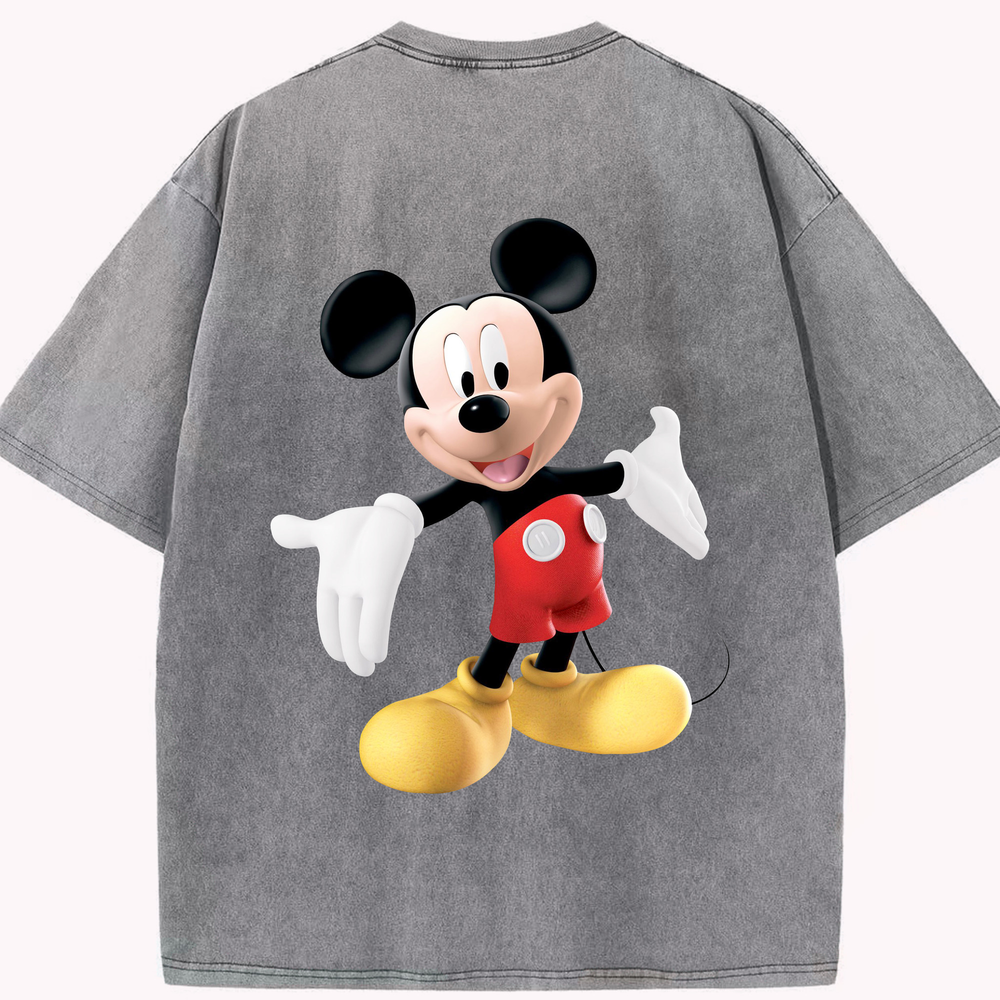 （画像用） ミッキーマウス Mickey Mouse 綿100% ヴィンテージ風 半袖Tシャツ（背面プリント）