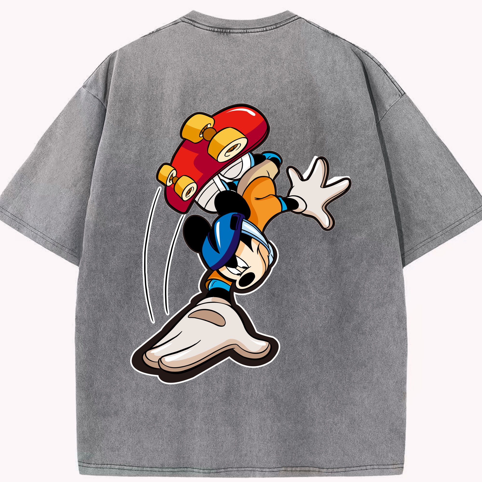 （画像用） ミッキーマウス Mickey Mouse 綿100% ヴィンテージ風 半袖Tシャツ（背面プリント）