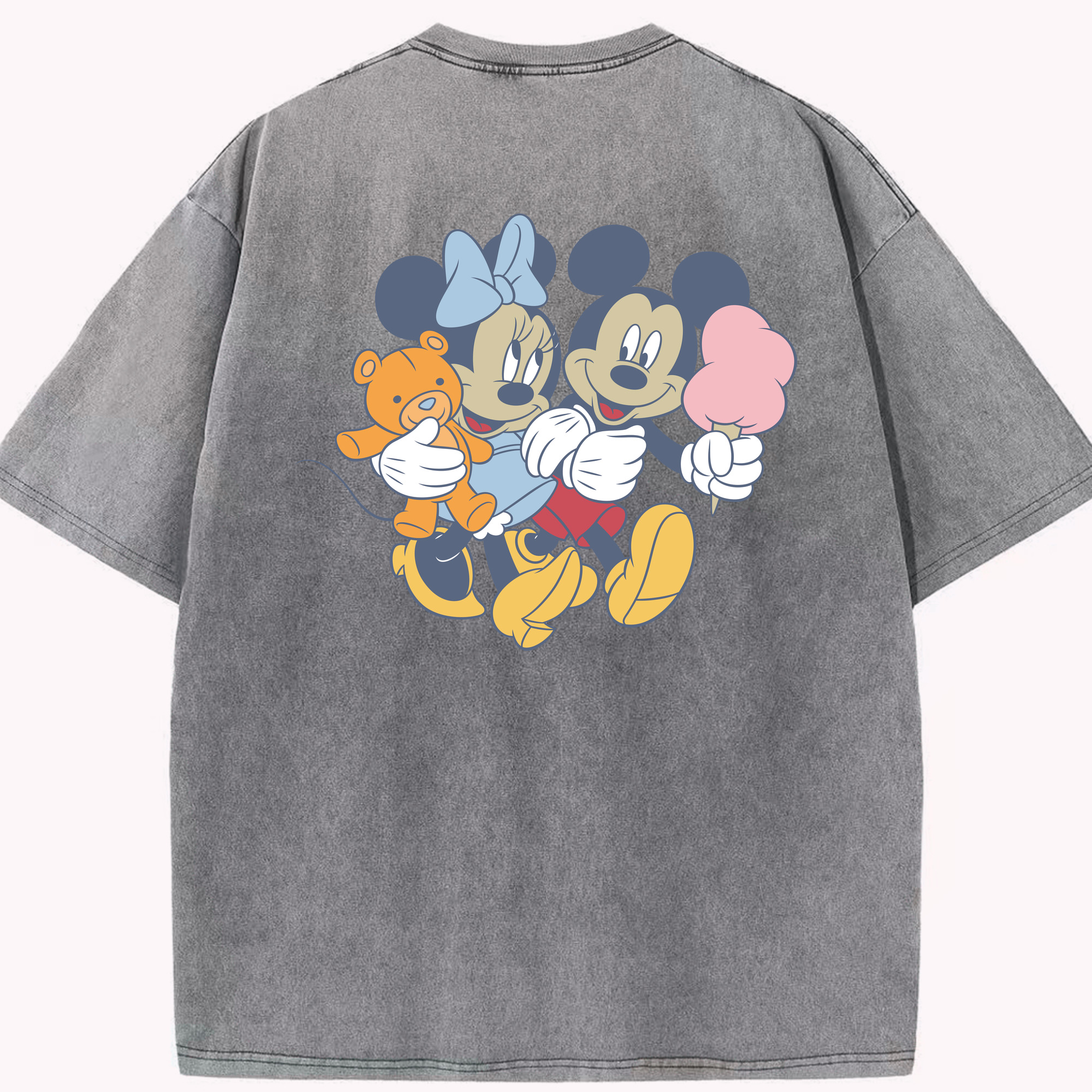 （画像用） ミッキーマウス Mickey Mouse 綿100% ヴィンテージ風 半袖Tシャツ（背面プリント）