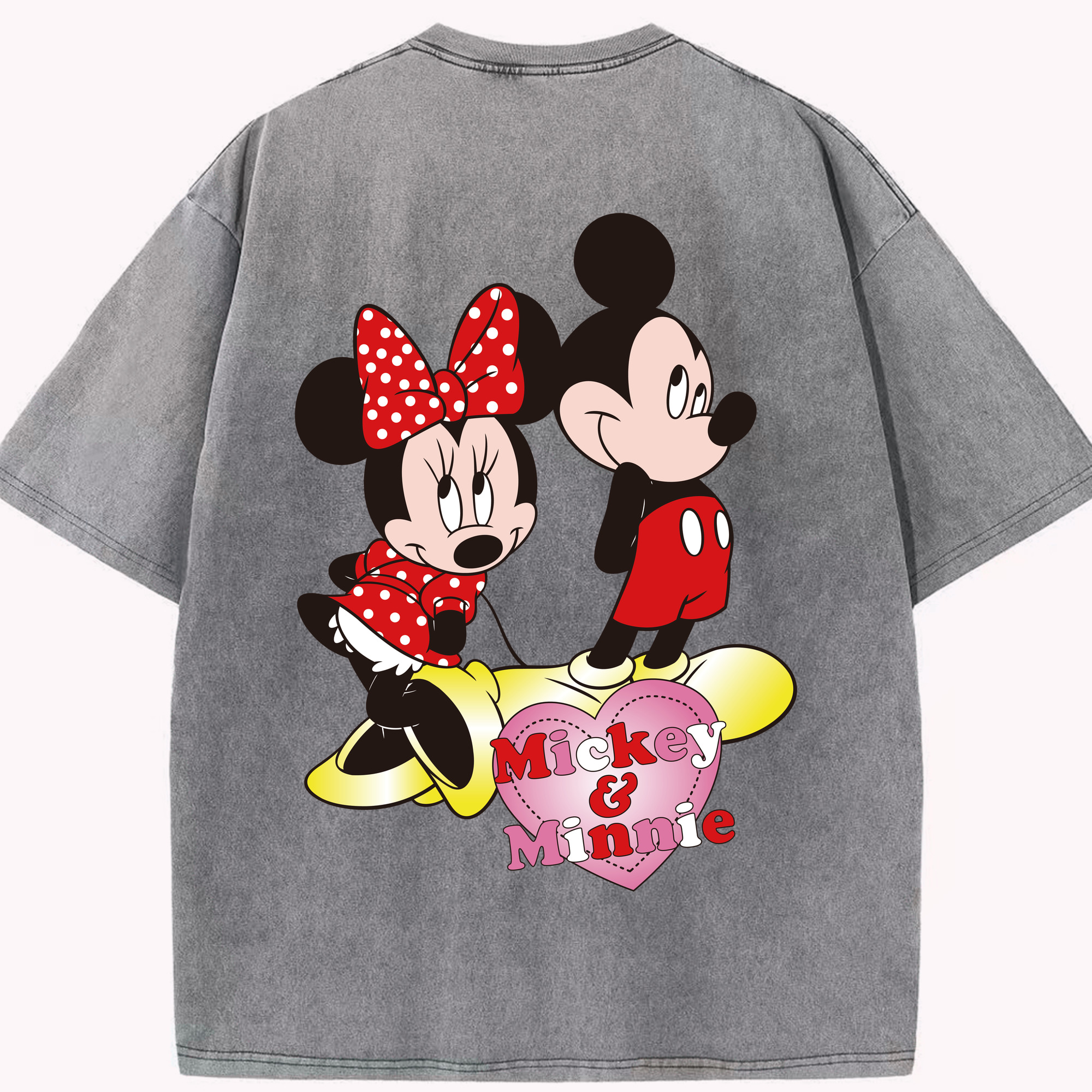 （画像用） ミッキーマウス Mickey Mouse 綿100% ヴィンテージ風 半袖Tシャツ（背面プリント）