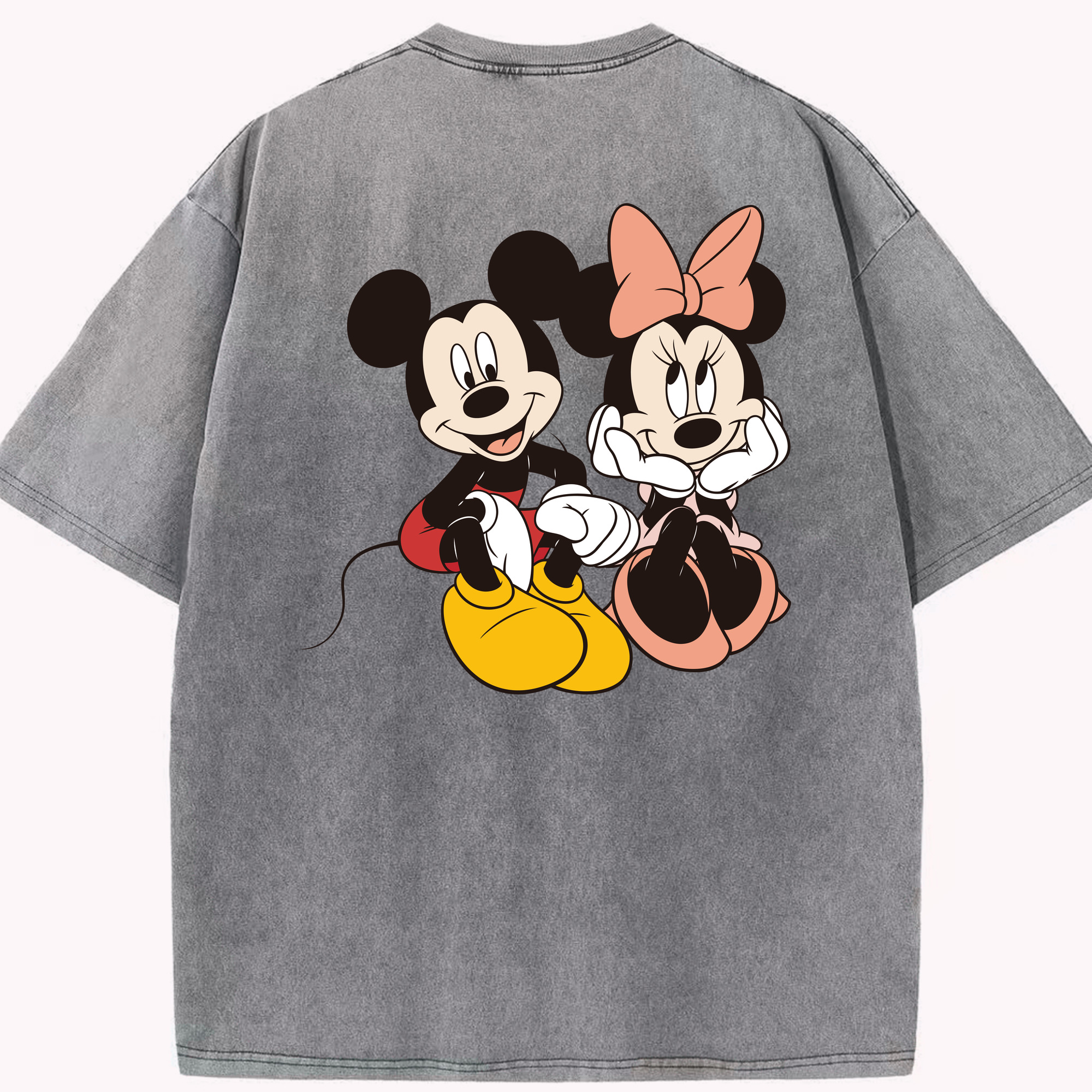 （画像用） ミッキーマウス Mickey Mouse 綿100% ヴィンテージ風 半袖Tシャツ（背面プリント）